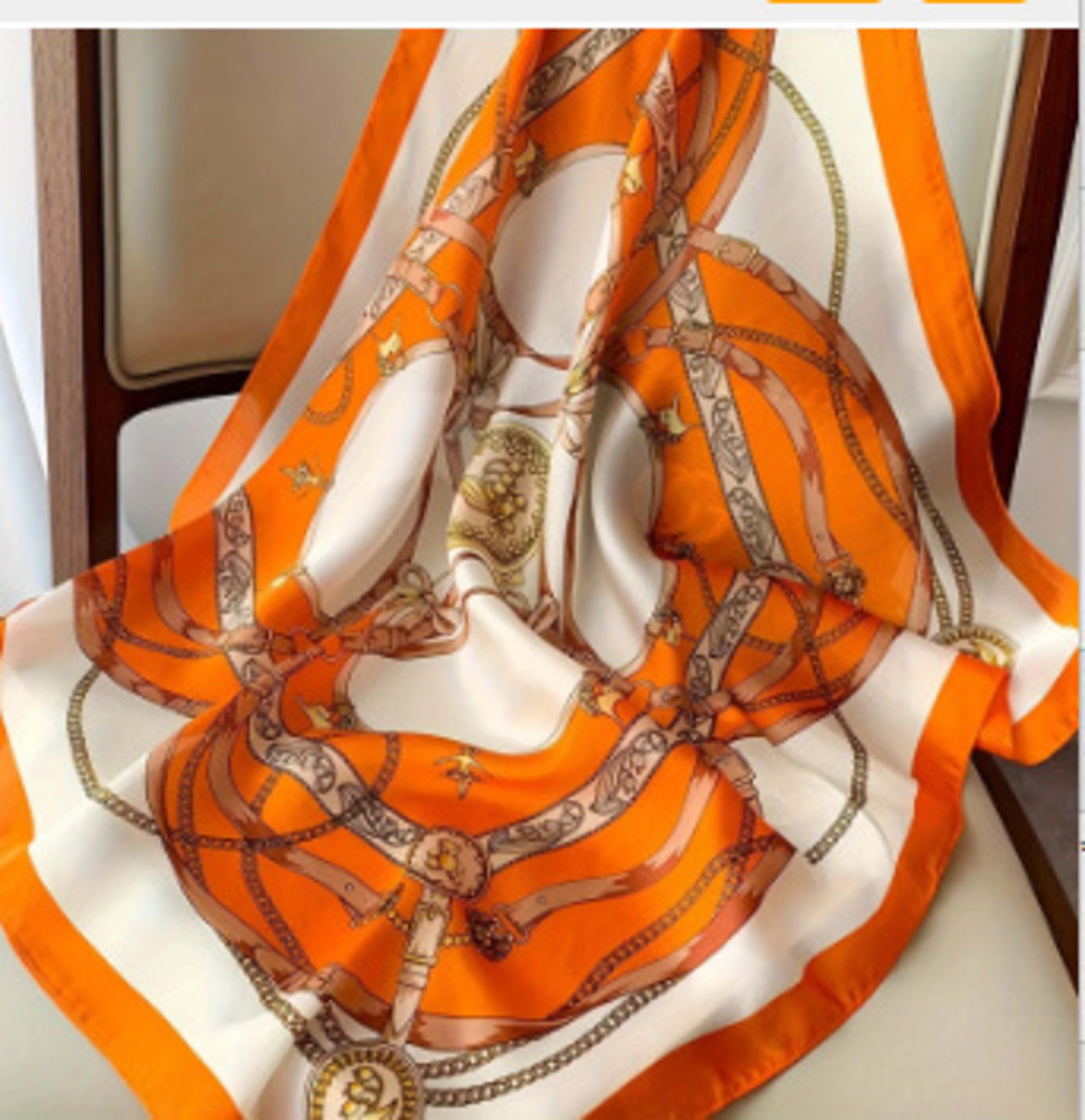 Small Scarf Vintage Printed Silk Scarf For Women 96