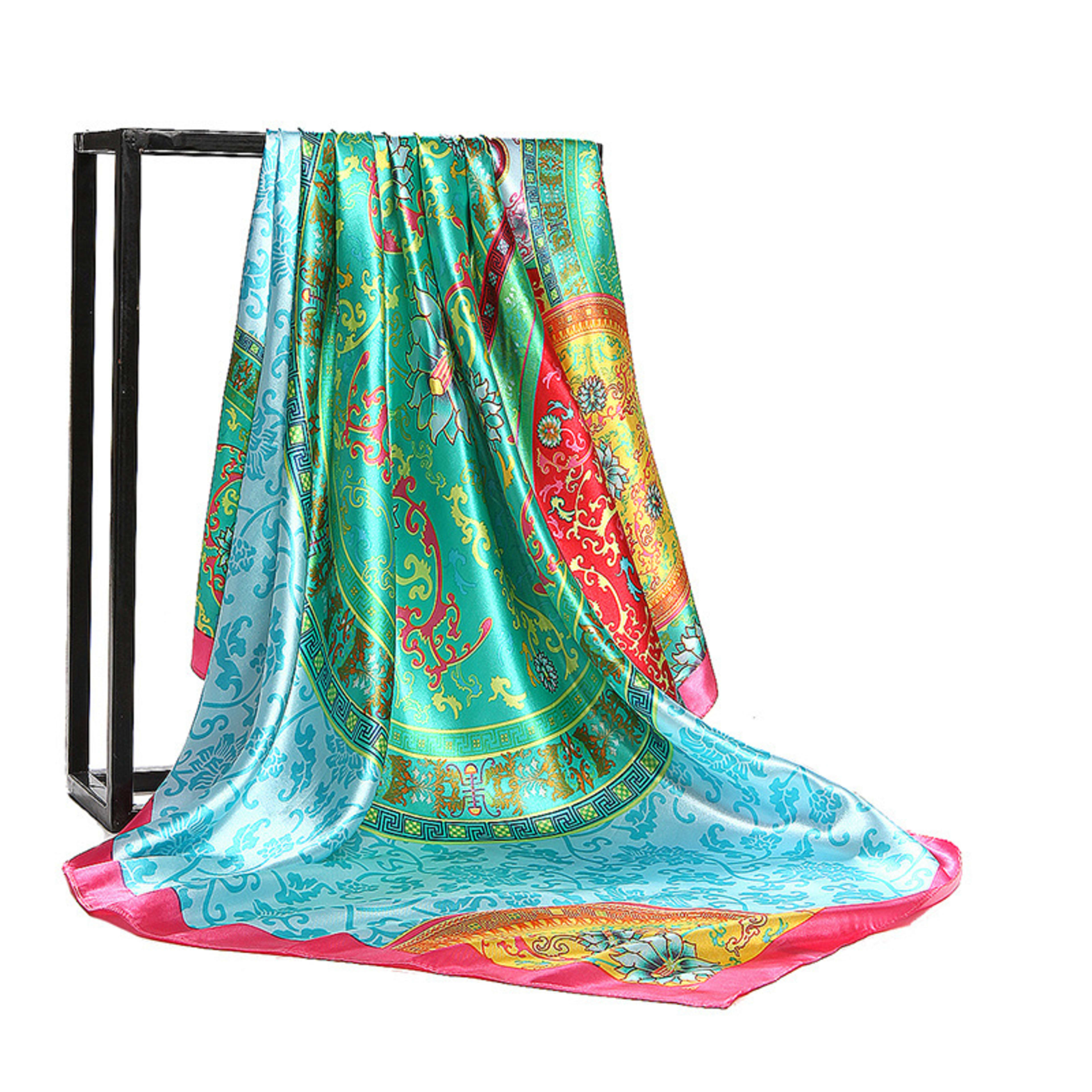 Retro Printed Silk Scarf Womens All-Match Shawl Headscarf 4