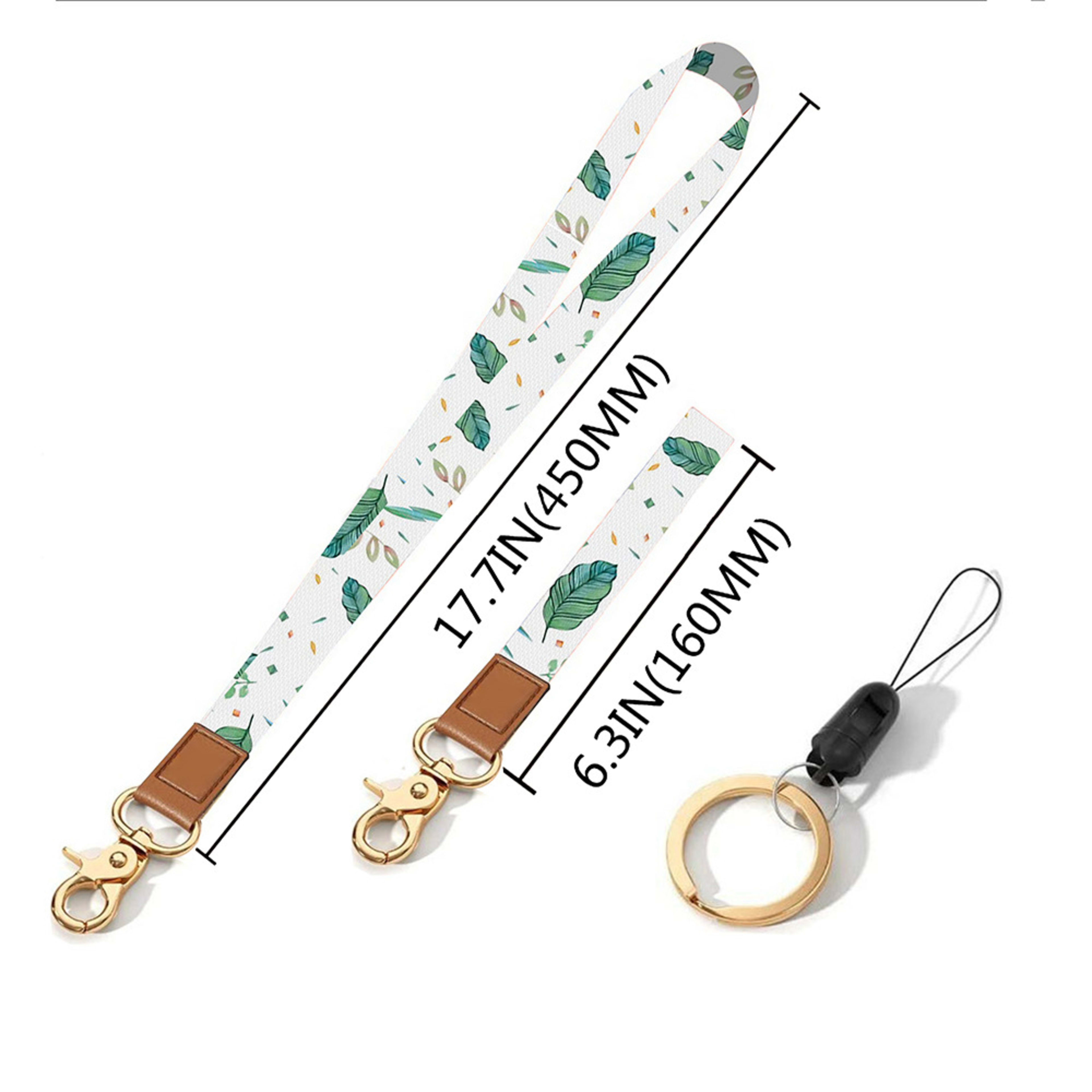 Leather-Polyester Wrist-Neck Dual-Use Keychain Lanyard 5
