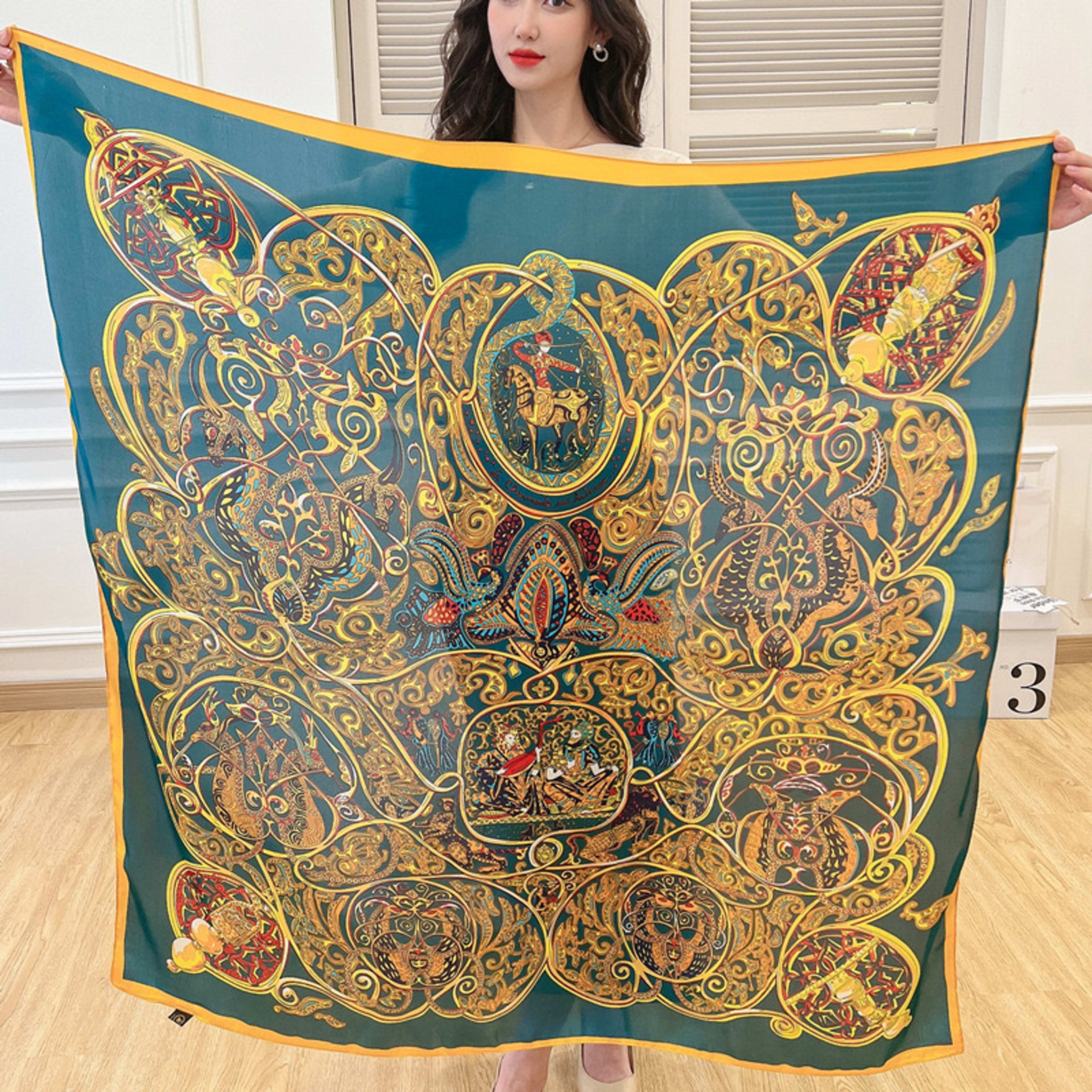 Creative Exotic-print Versatile Silk Scarf 2