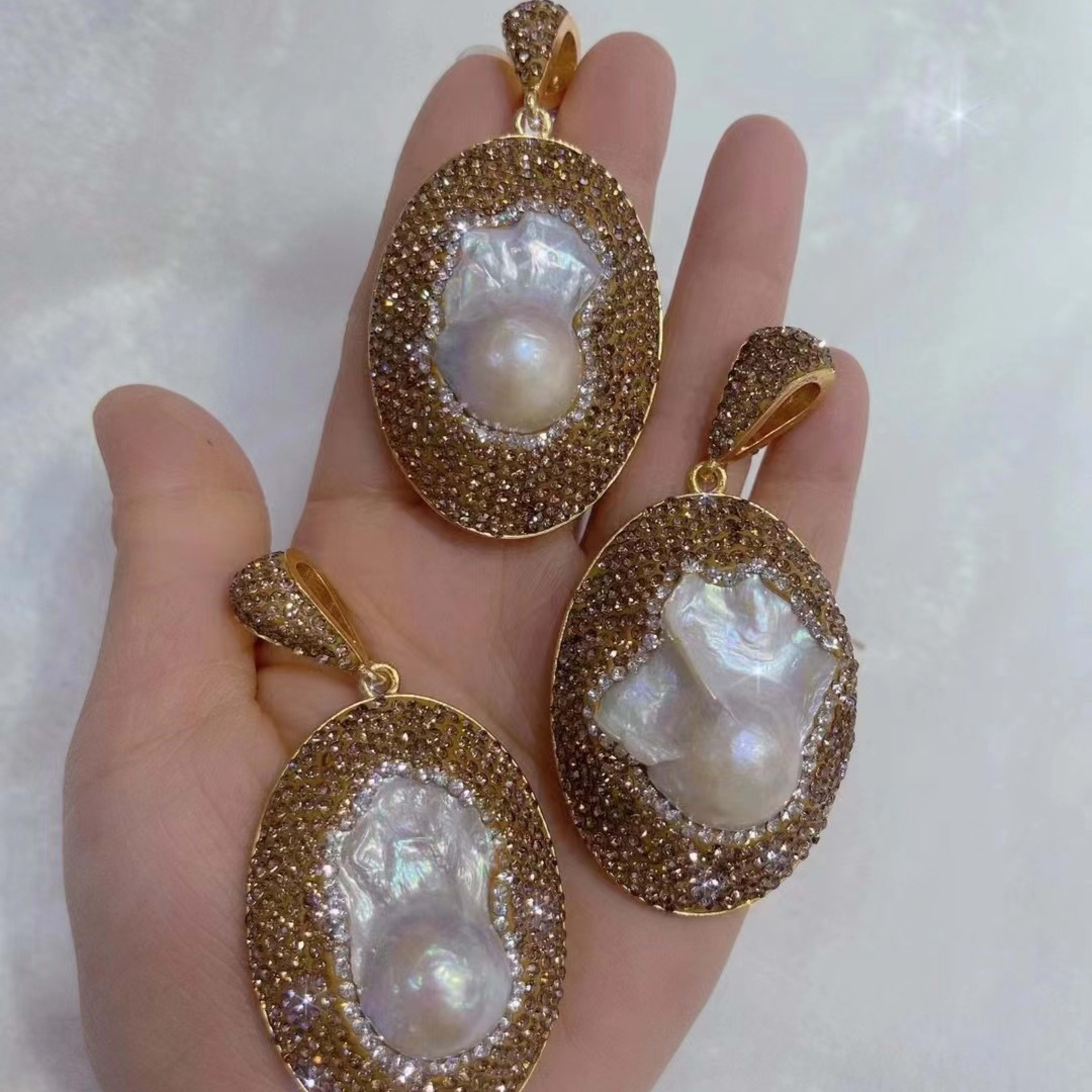 Pearl Necklace Ring Suit Bride Ornament 1
