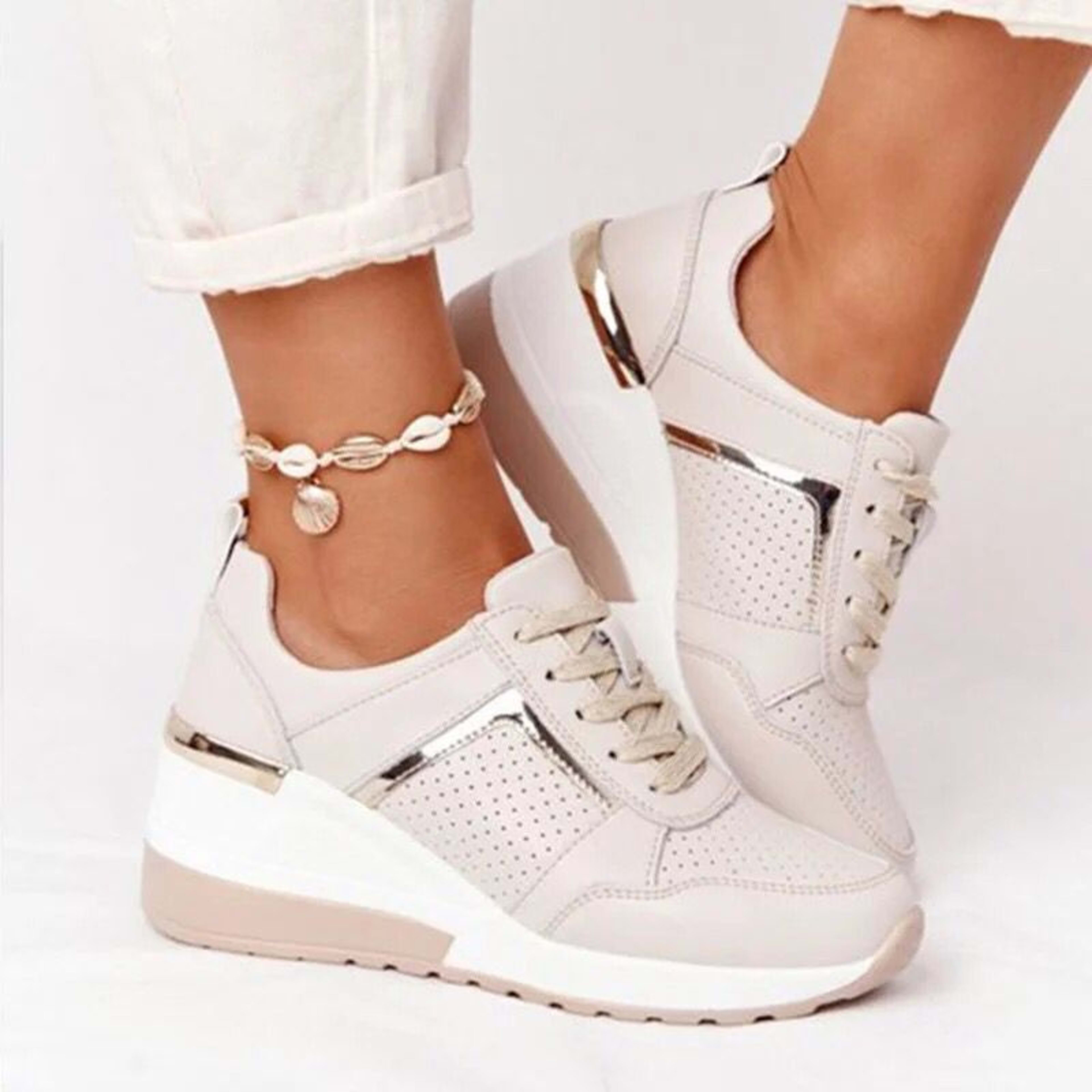 Plus Size Casual Platform Dad Shoes Lace-up Wedge Sports Women 9