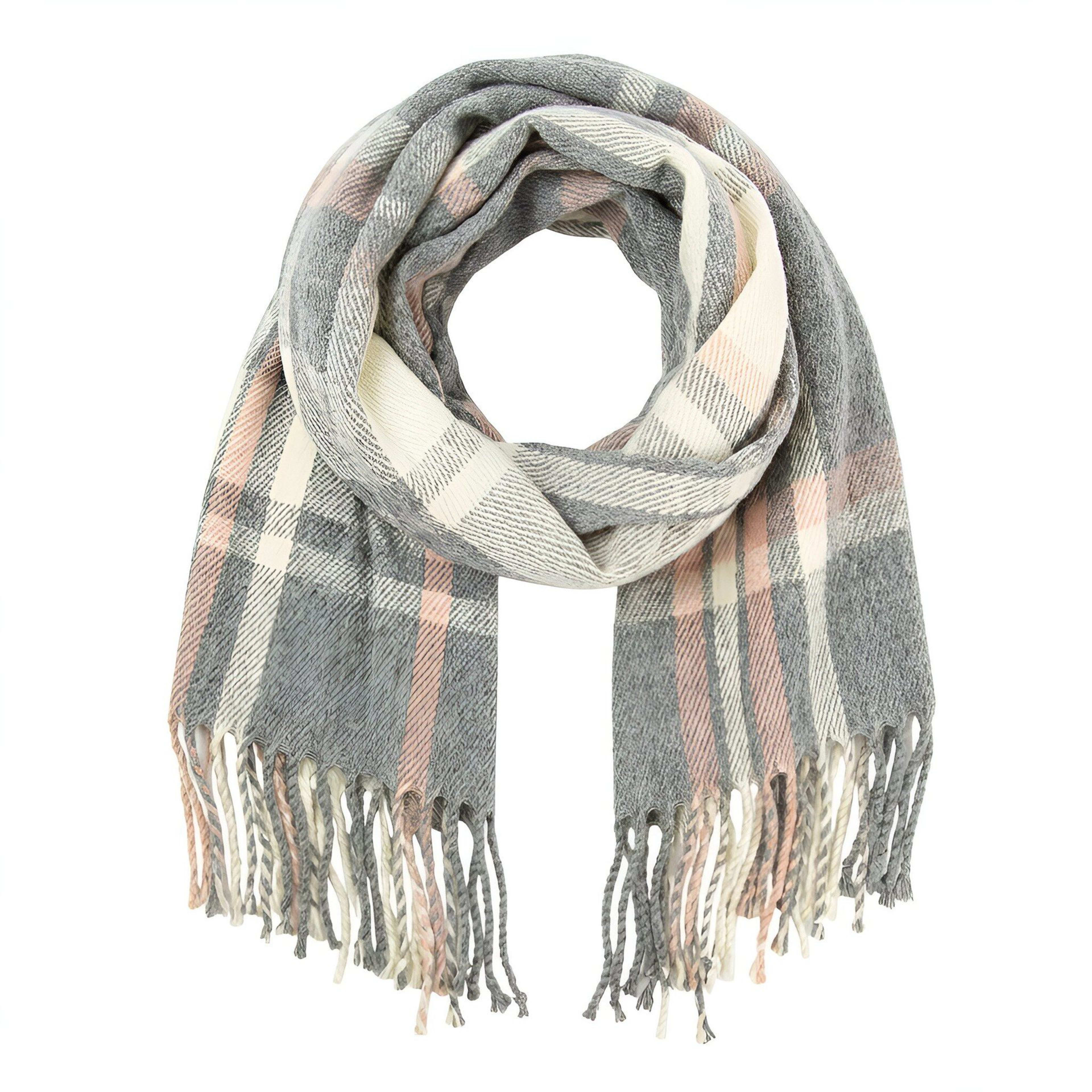 British-style Mens And Womens Couple Tassel Scarf With Large Plaid Pattern 31