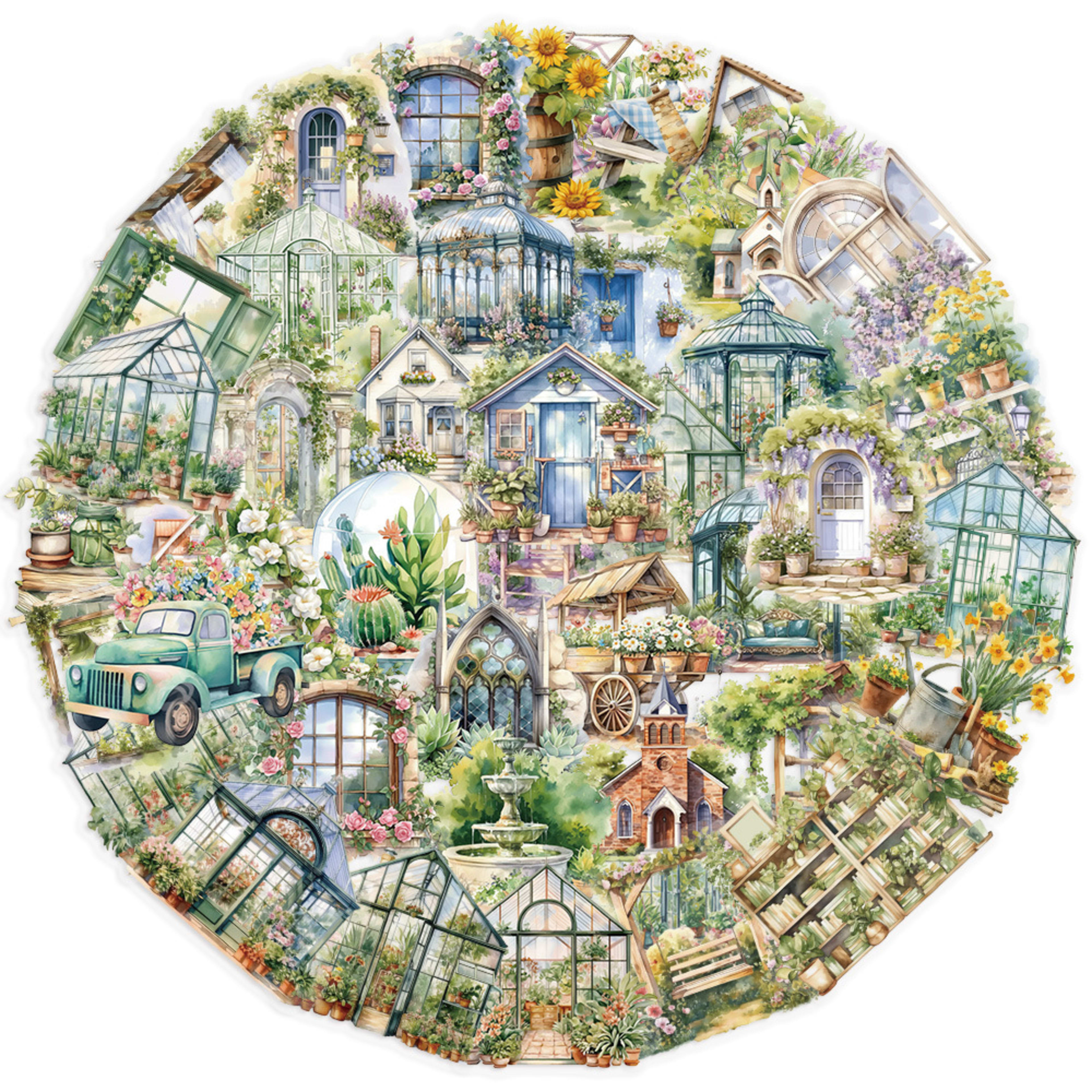 PET Transparent Garden Cottage Decorative Stickers