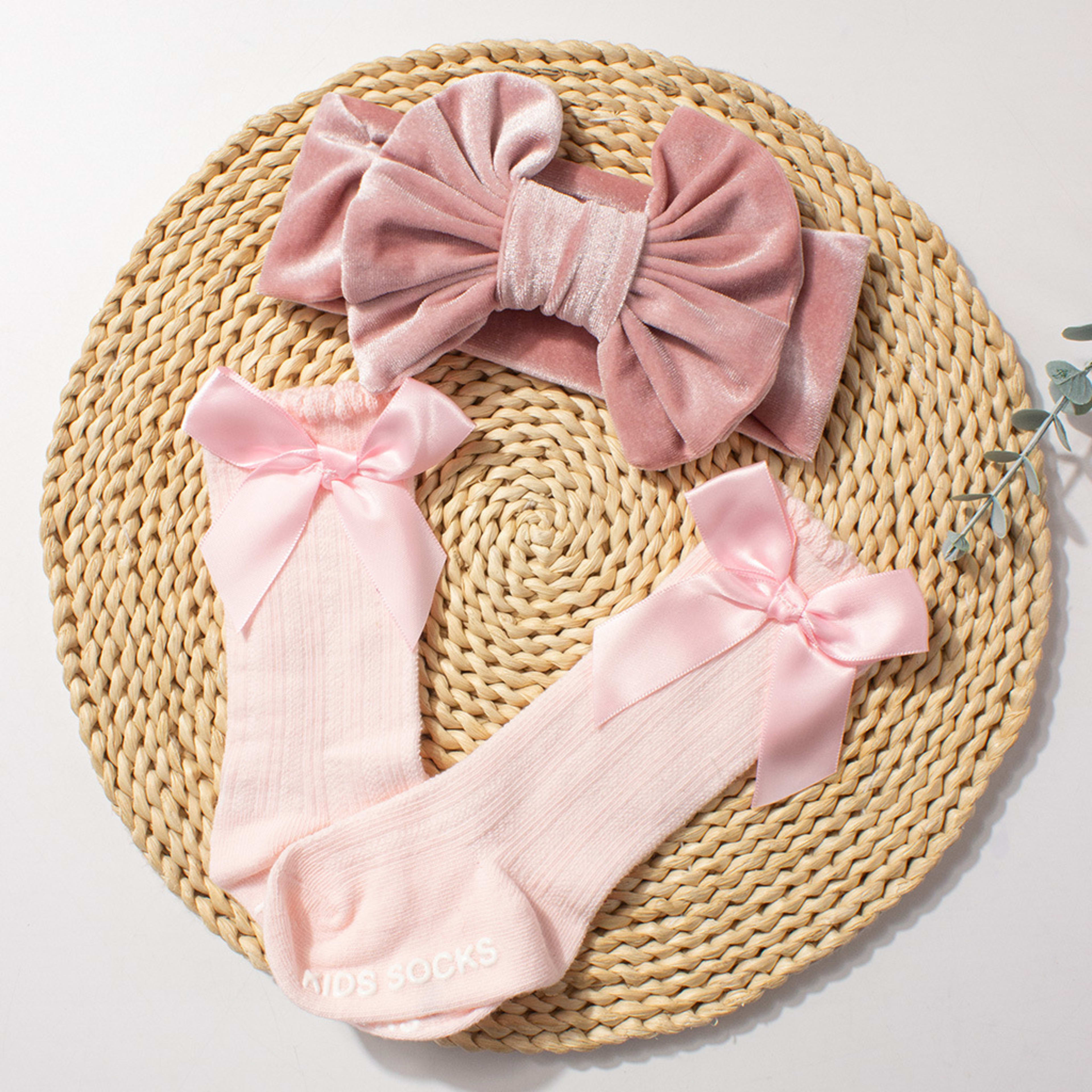 Velvet Baby Headband And Sock Set 2