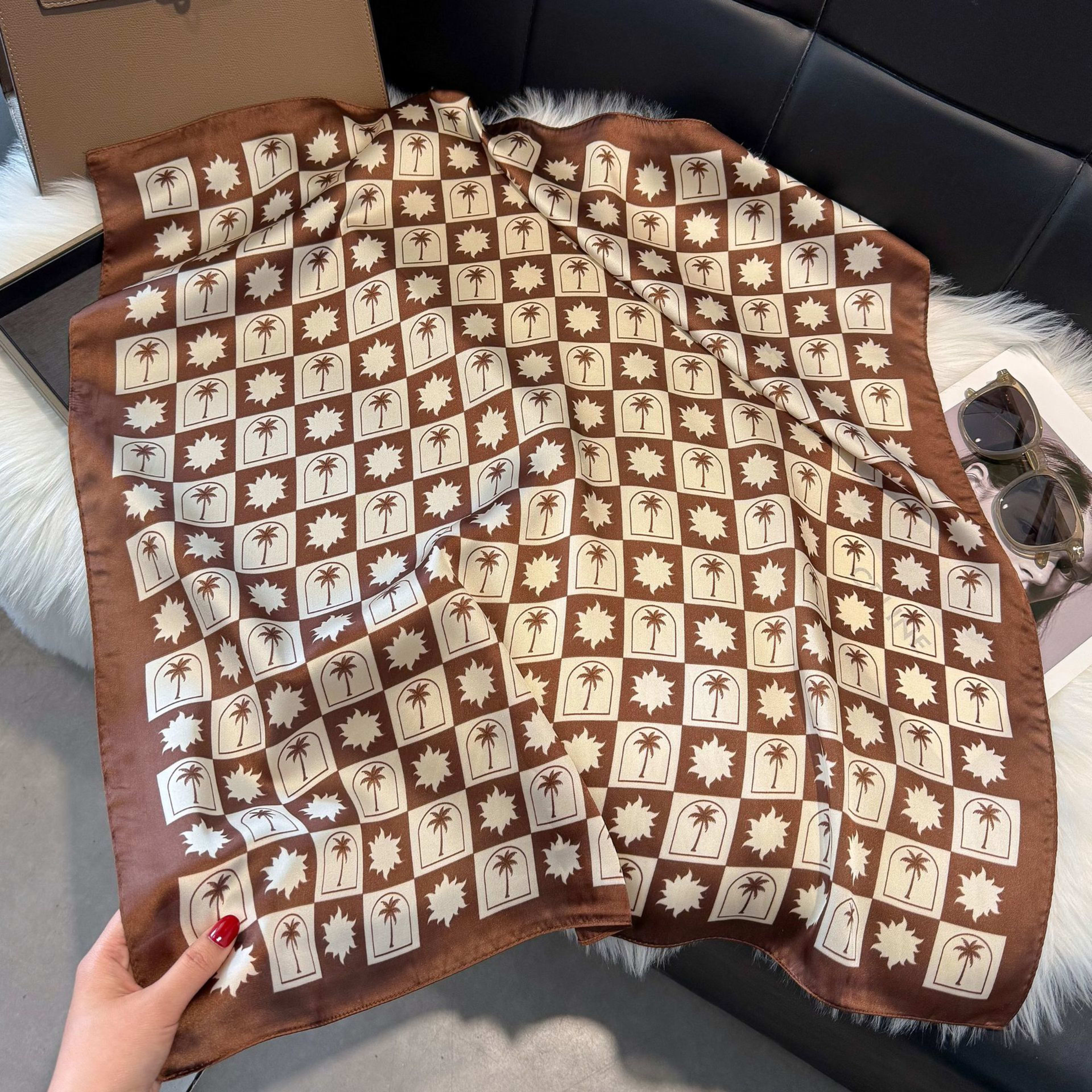 European And American-style ScarfSquare Kerchief Imitation Silk Vintage Cashew Pattern 25