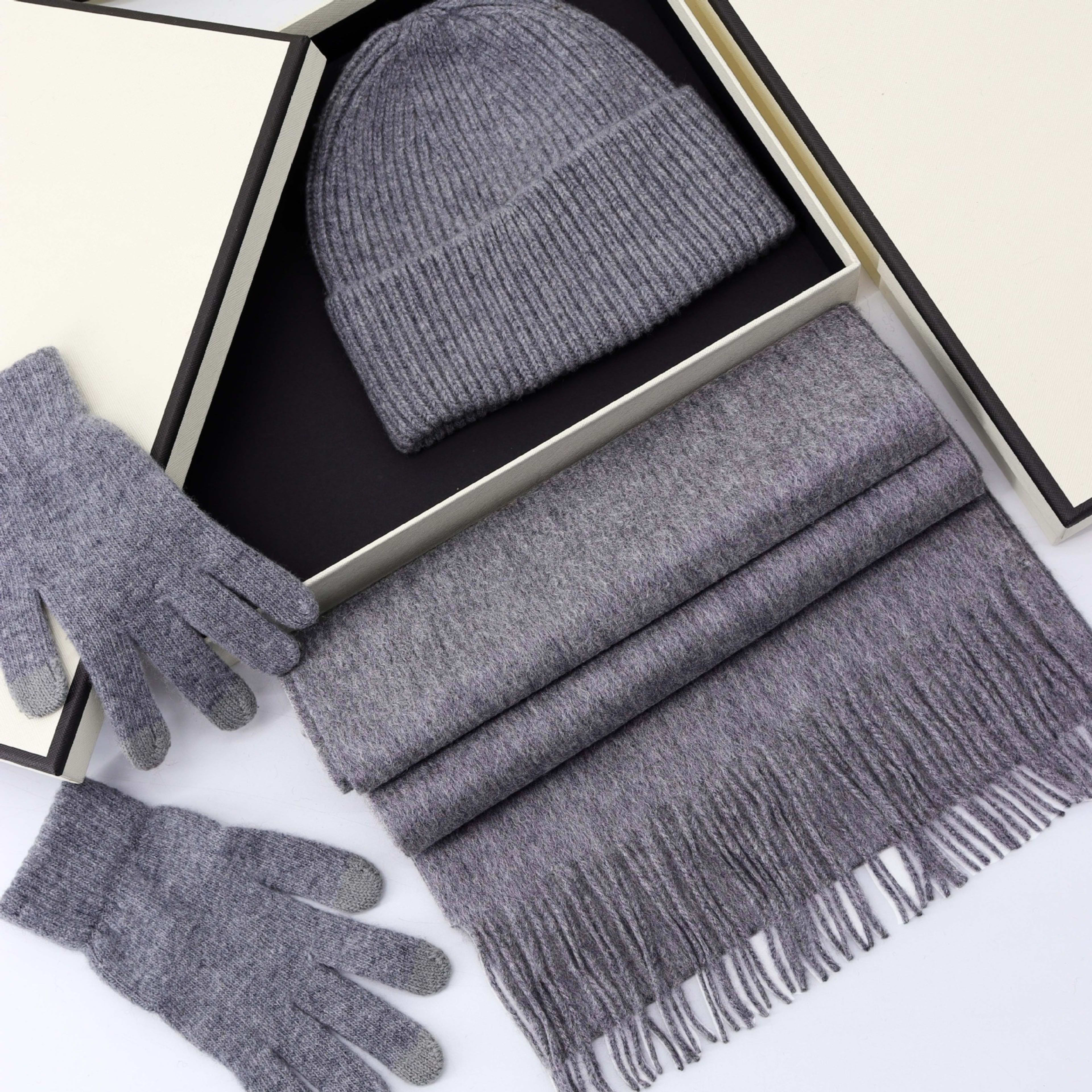 AutumnWinter Hat Gloves And Shawl Three-in-One 6