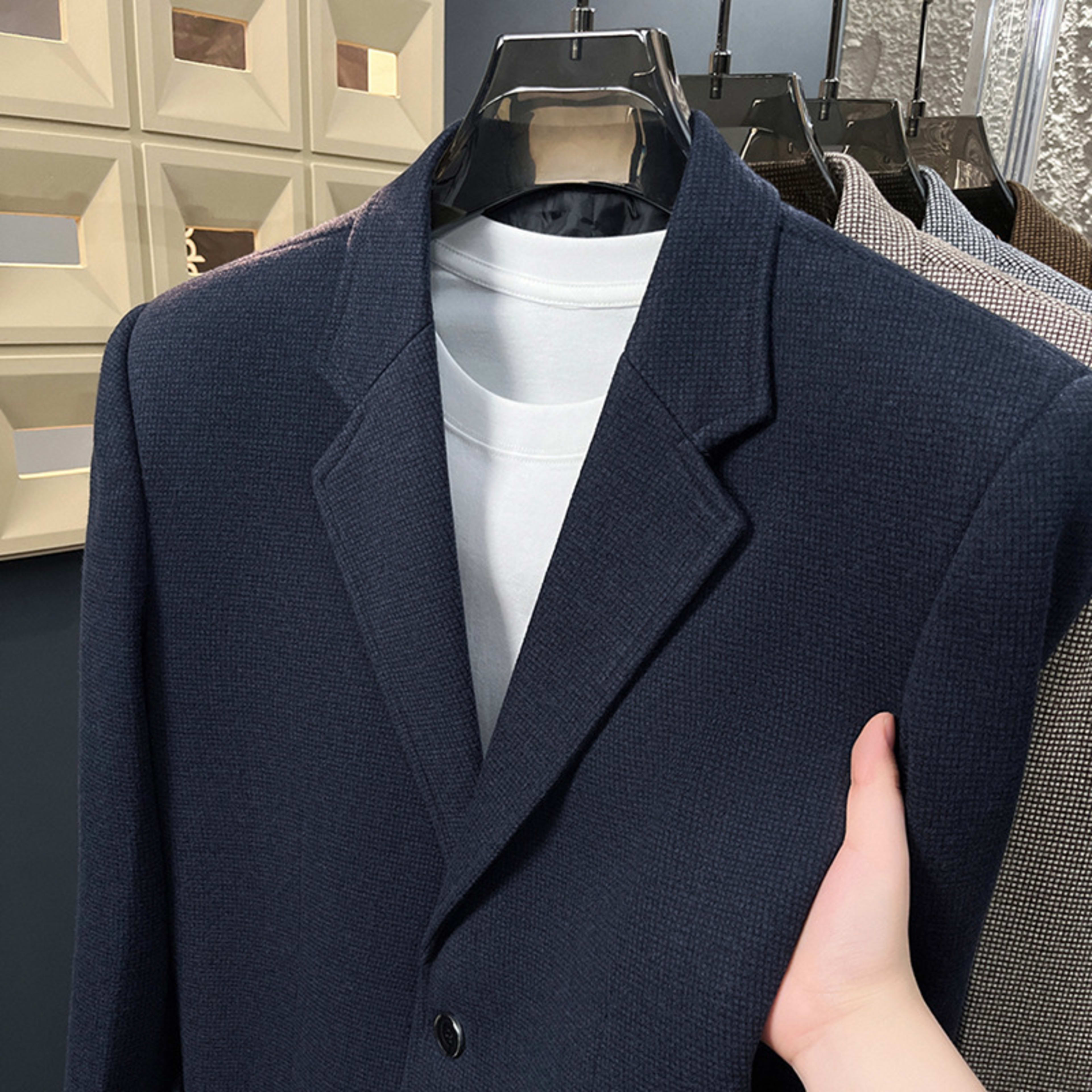 Lightly Mature-style Casual Mens Heavy Wool Suit For Spring And Autumn 5