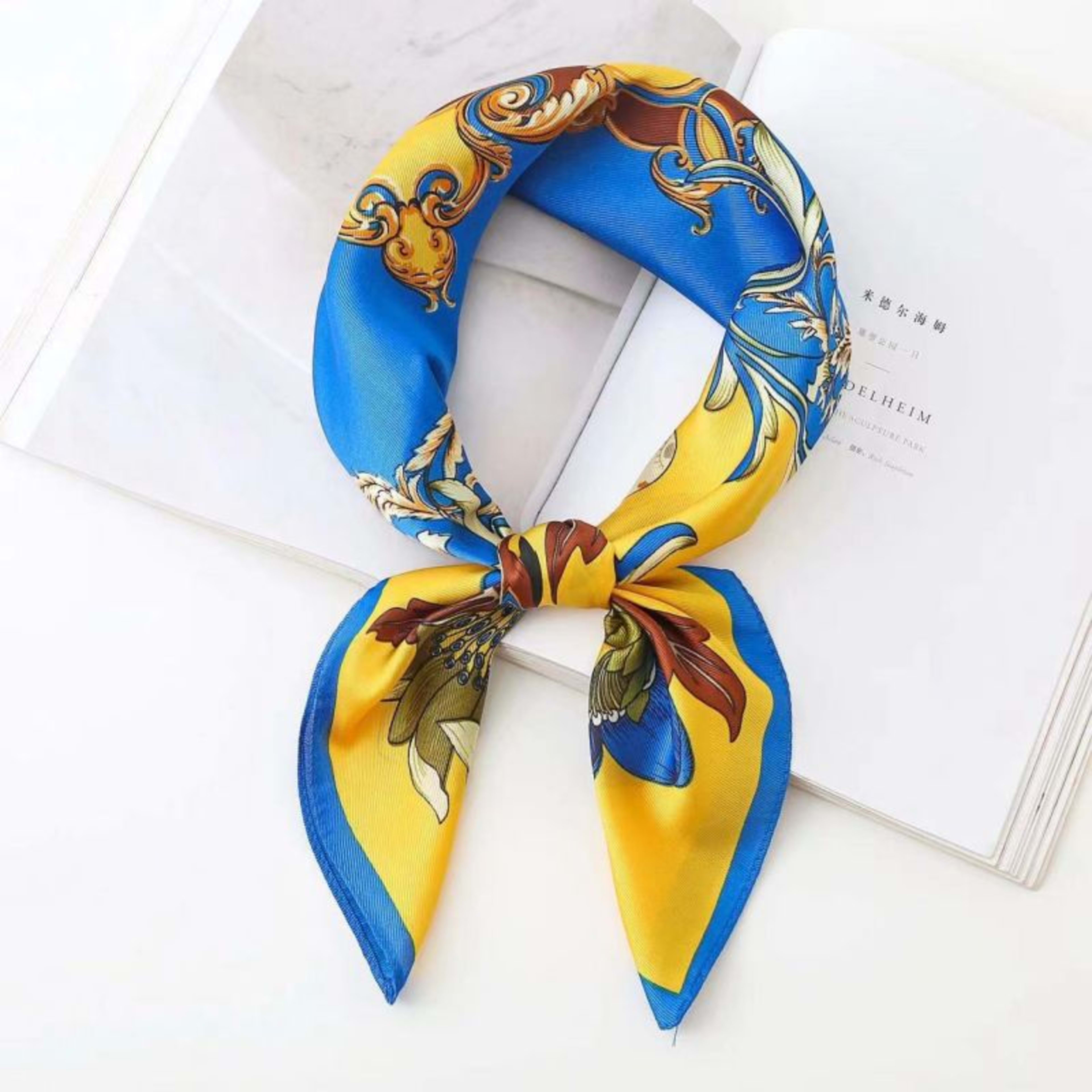 New High-end Twill Silk-look Square Scarf 66