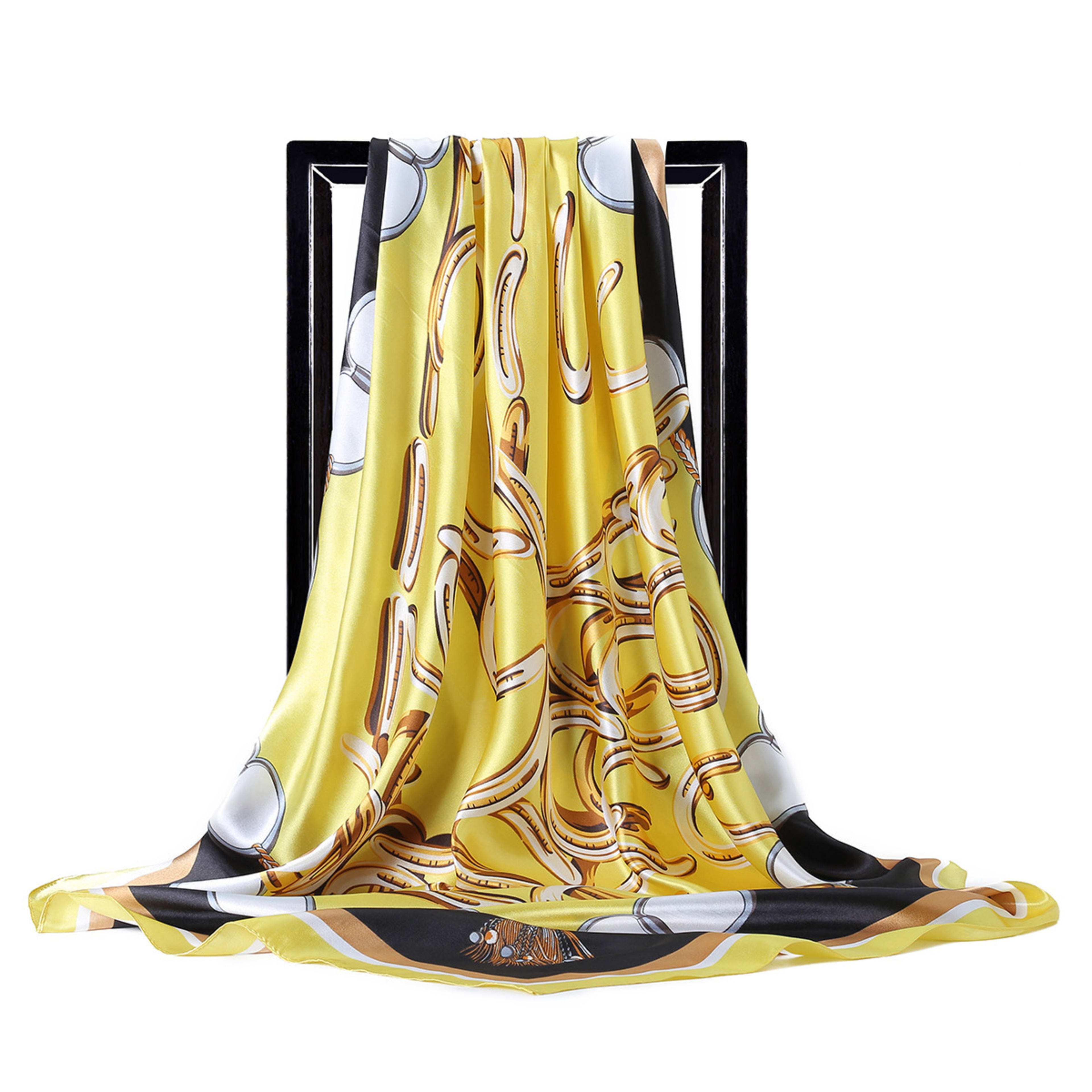 Retro Printed Silk Scarf Womens All-Match Shawl Headscarf 24