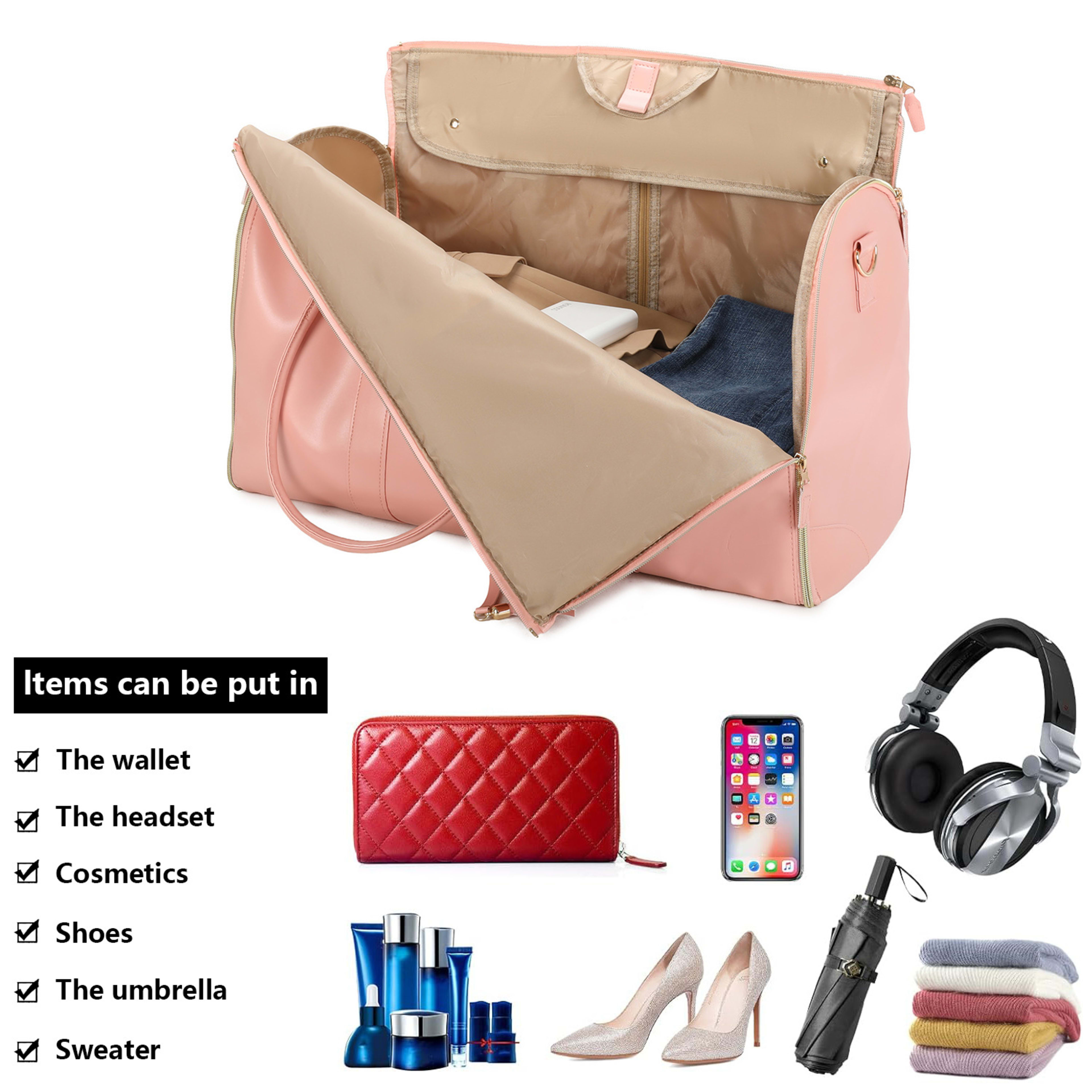 Travel Bag Clothing Storage BagPU Travel Gym Bag Foldable 5