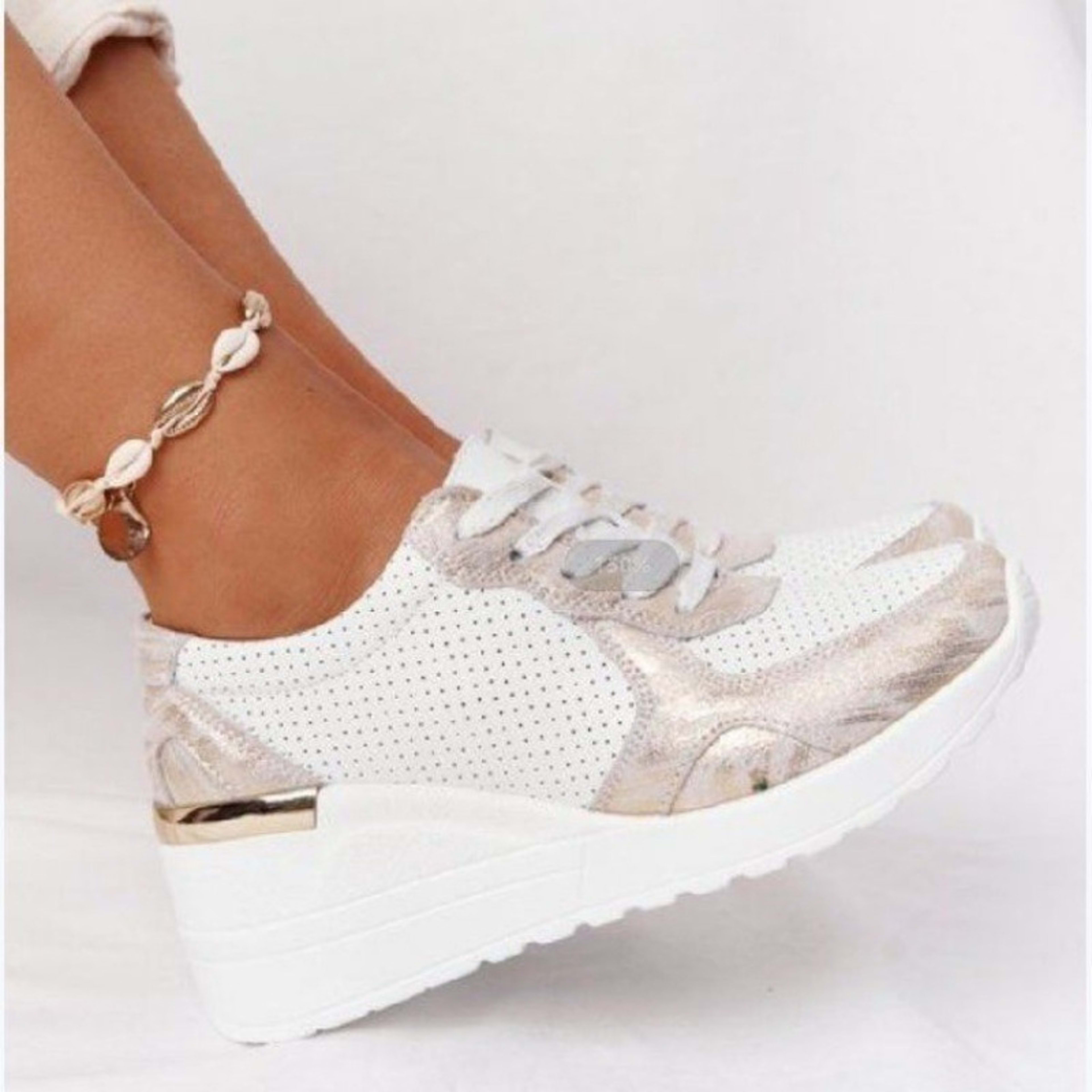 Plus Size Casual Platform Dad Shoes Lace-up Wedge Sports Women 12