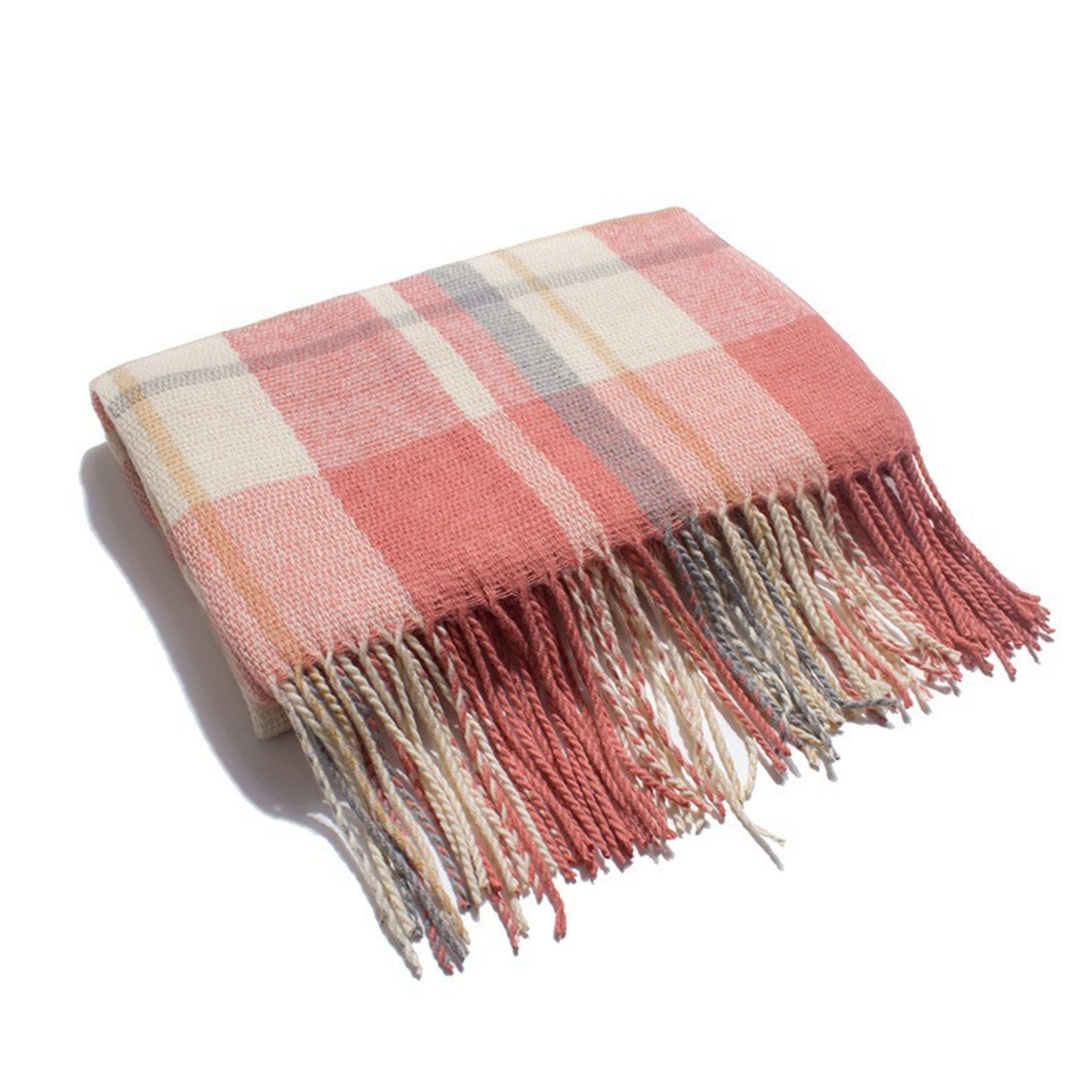 British-style Mens And Womens Couple Tassel Scarf With Large Plaid Pattern 24