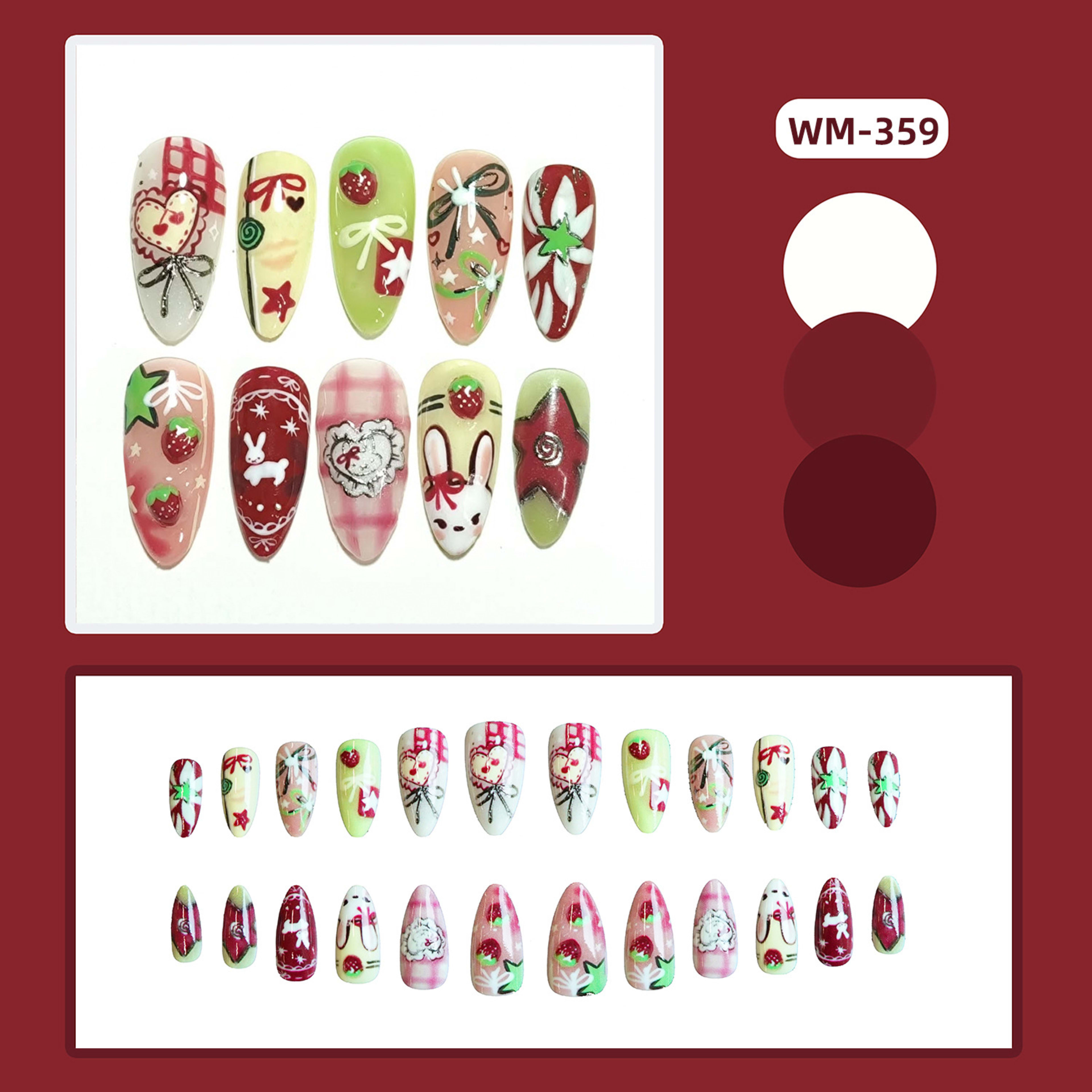 24-piece Set Of Cute Cartoon-style Fresh And Sweet Wearable Nail Tips 3