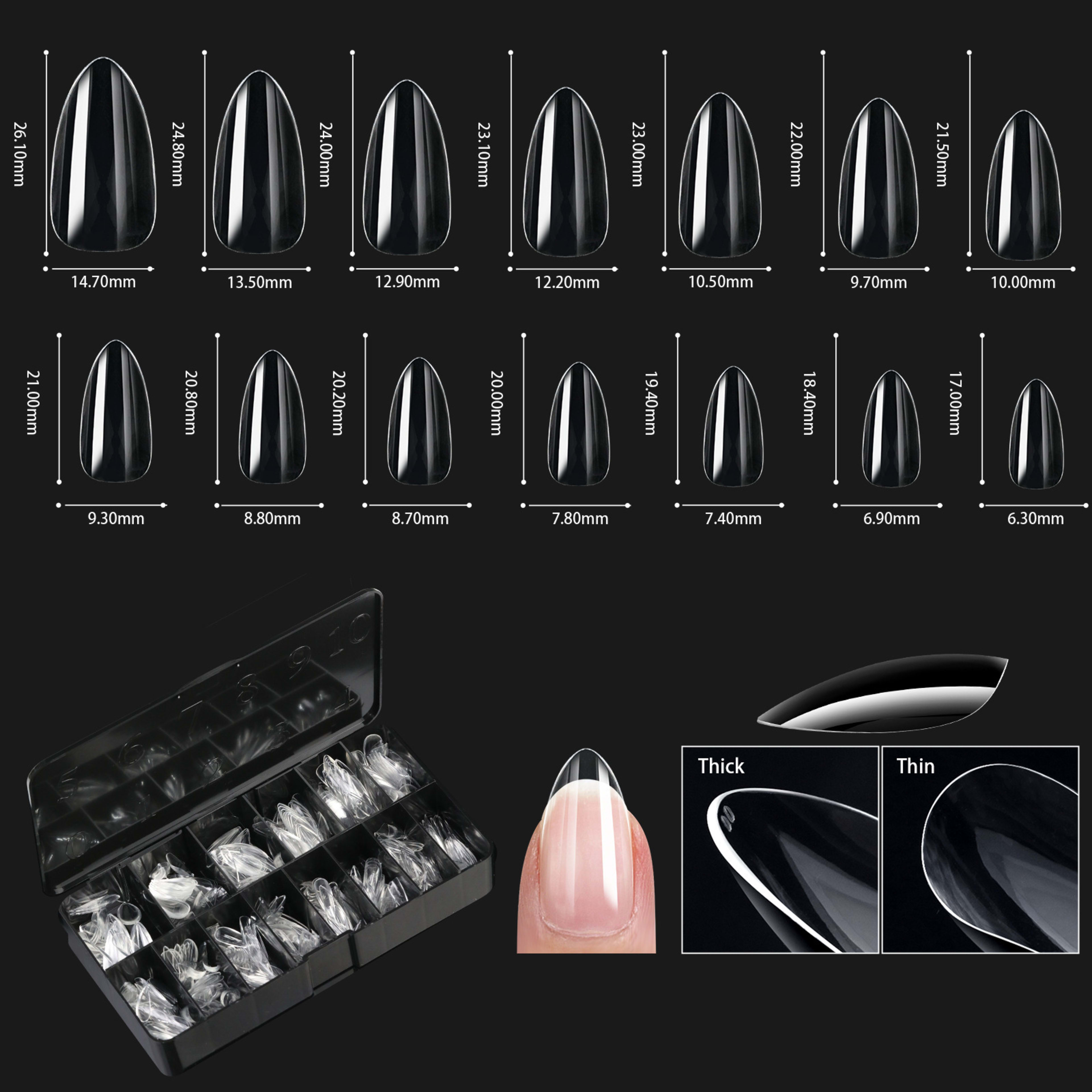 Nail Transparent Nail Tips Nail Shapes For Manicure Seamless False Nails Boxed Set