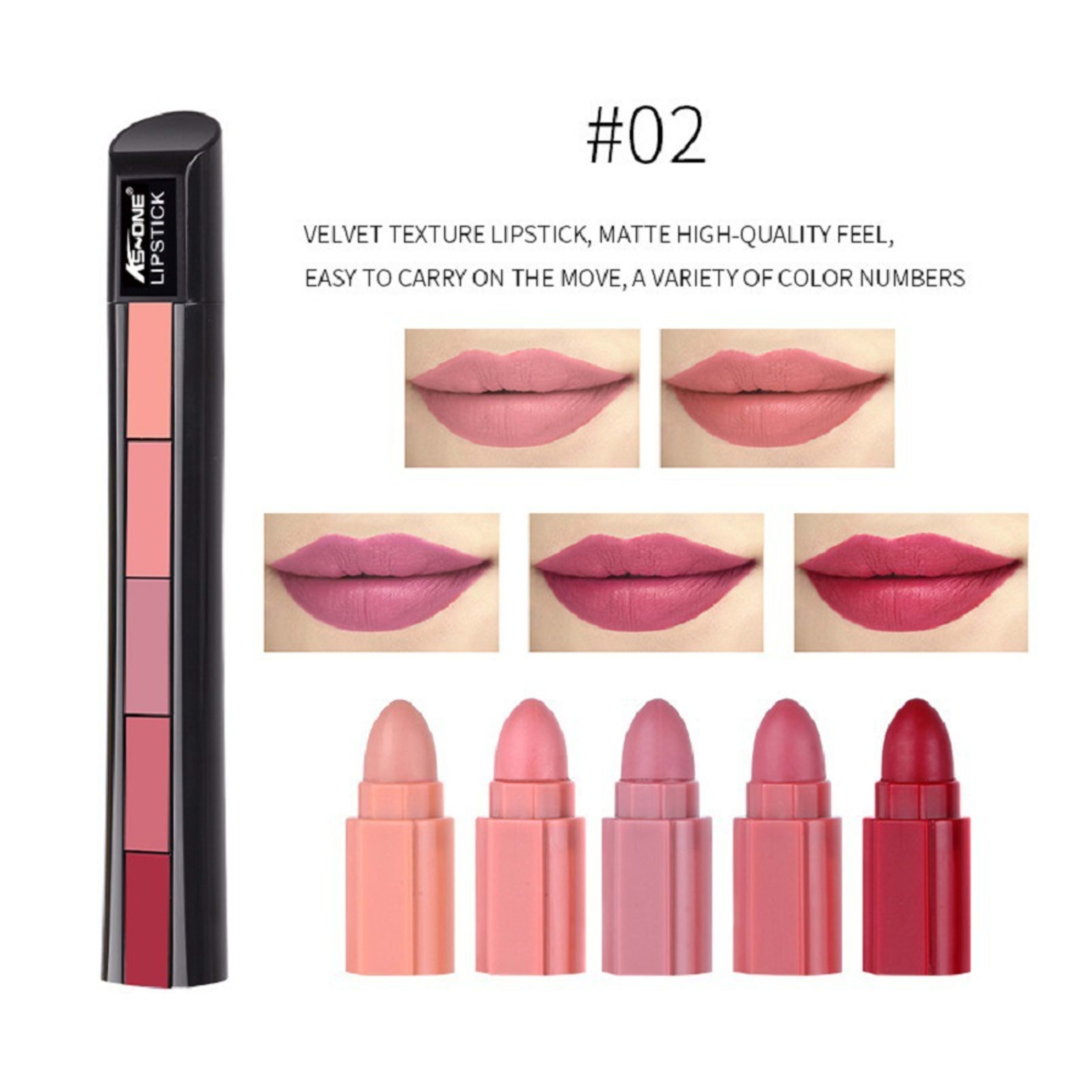 Matte 5-color Set Velvet Lip Stick Non-stick Lip Gloss Long Lasting Waterproof Sexy Red Lipstick 5