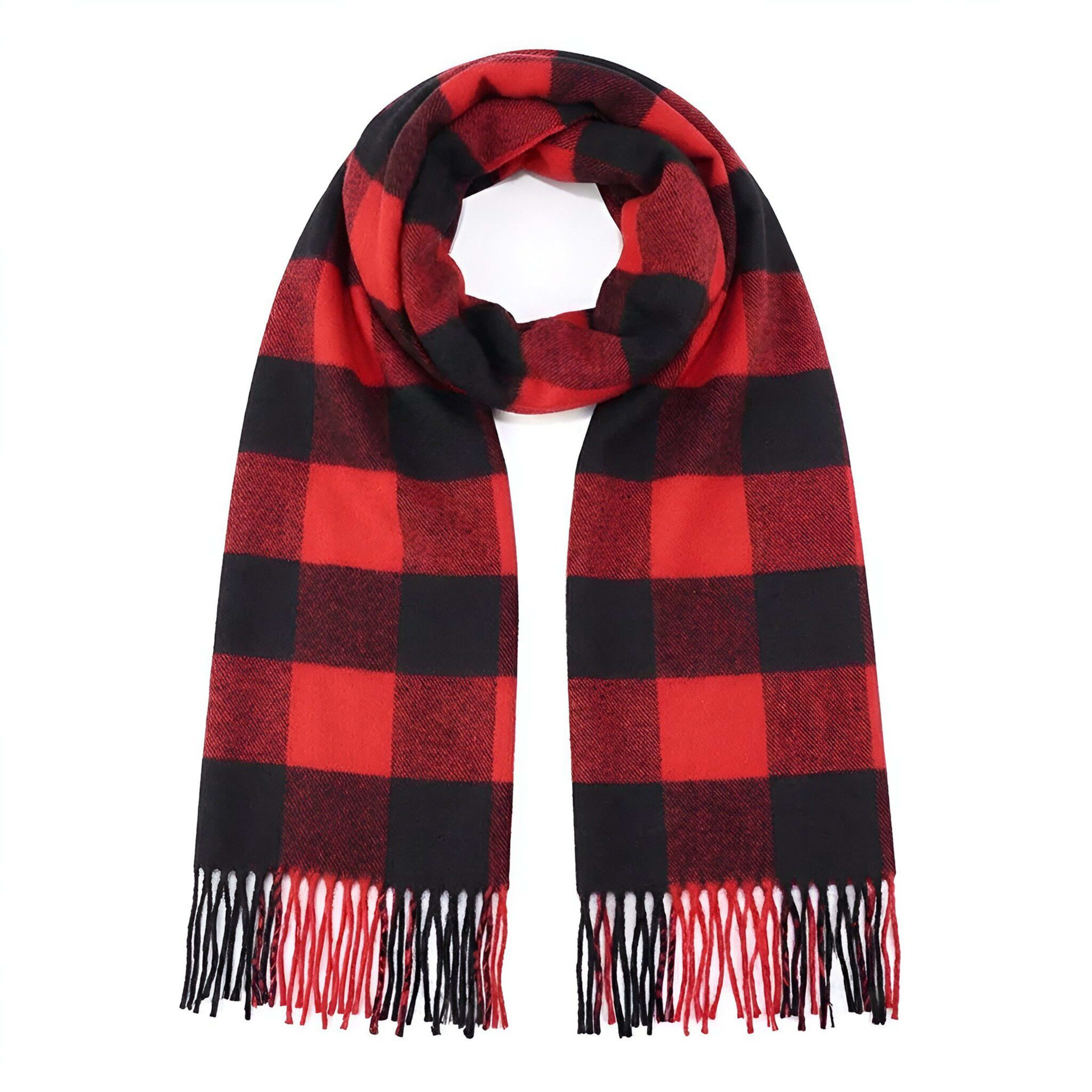British-style Mens And Womens Couple Tassel Scarf With Large Plaid Pattern 26