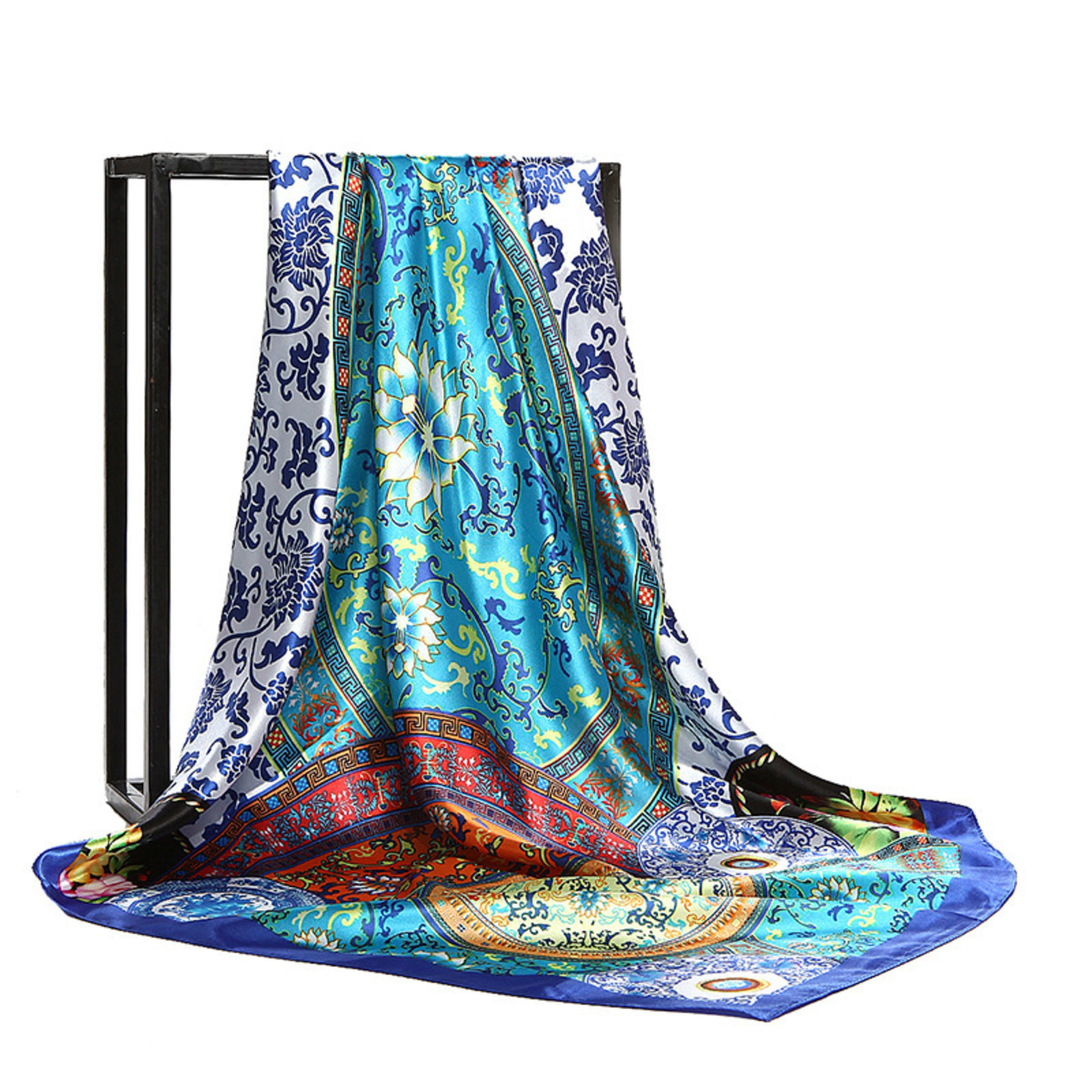 Retro Printed Silk Scarf Womens All-Match Shawl Headscarf