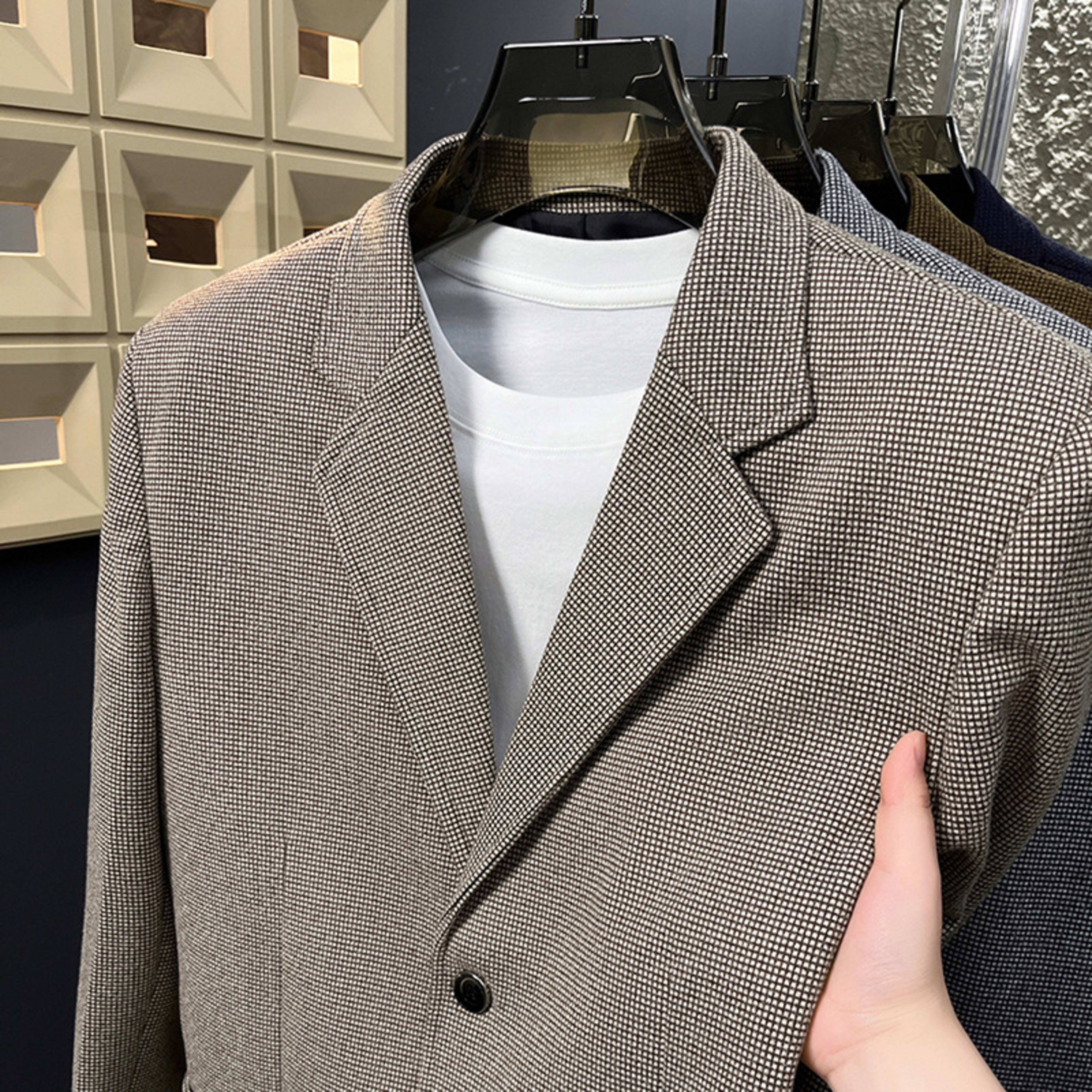 Lightly Mature-style Casual Mens Heavy Wool Suit For Spring And Autumn 3