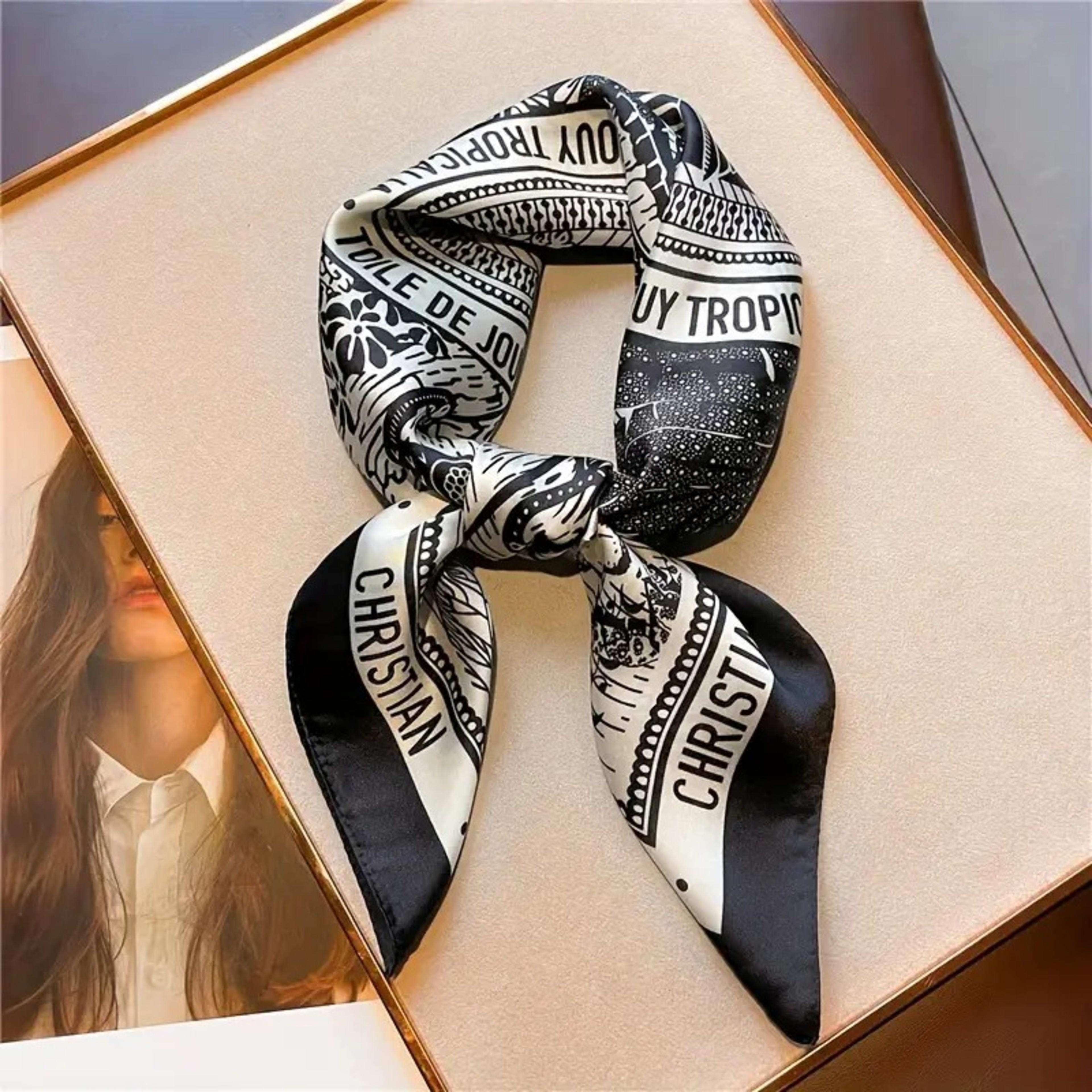 Small Scarf Vintage Printed Silk Scarf For Women 83
