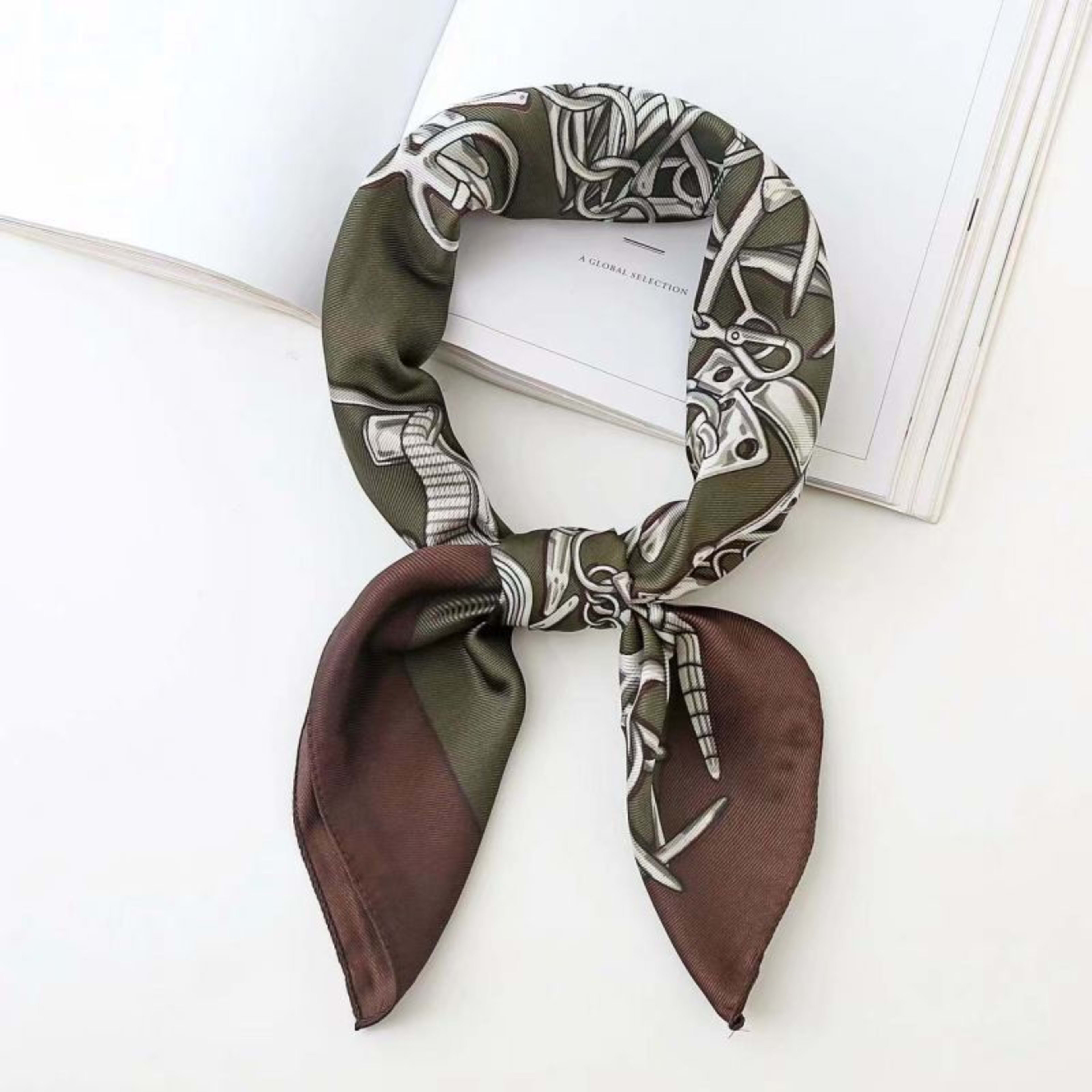 New High-end Twill Silk-look Square Scarf 38