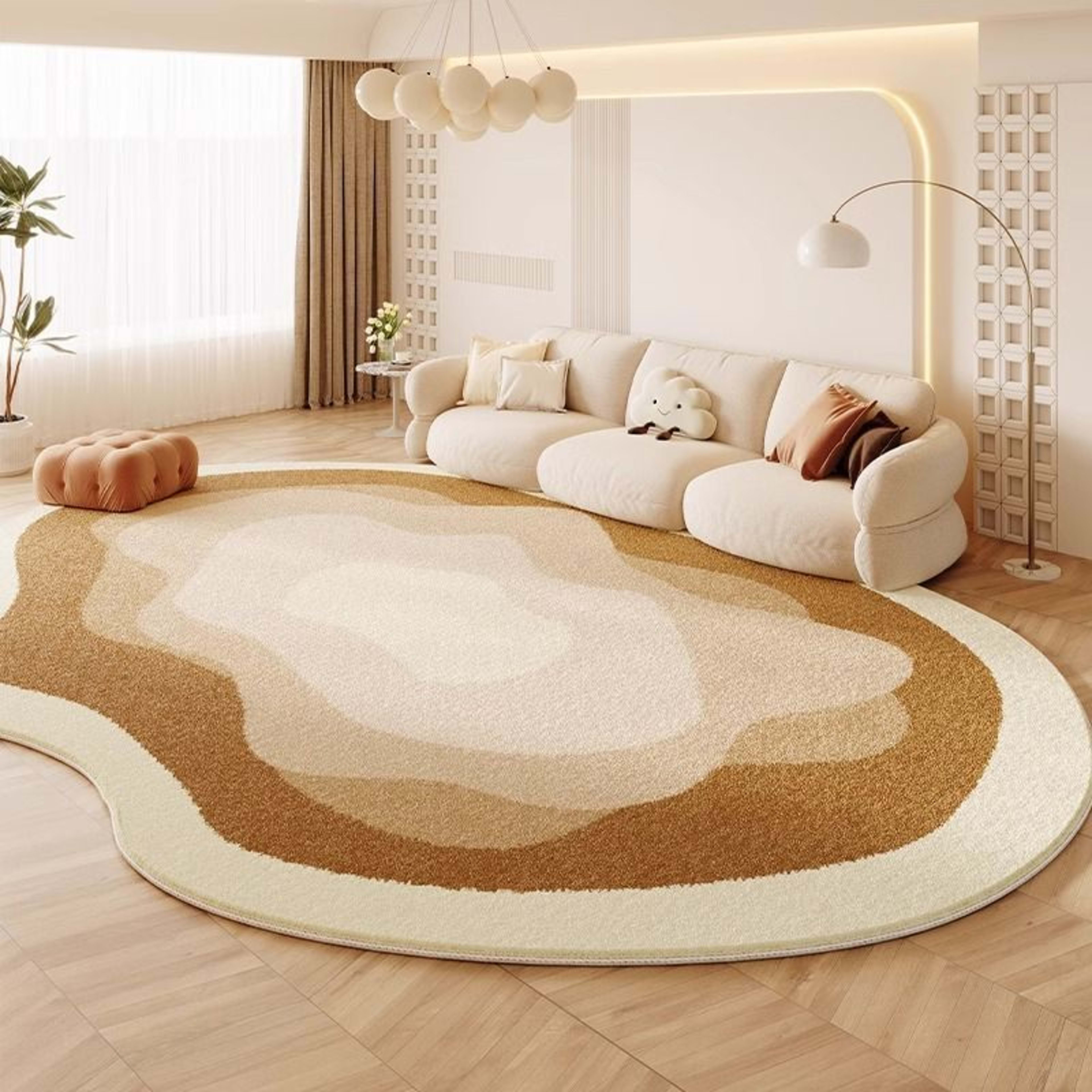 Cream Colored Stain-resistant And Easy To Maintain Cashmere Look Rug 7