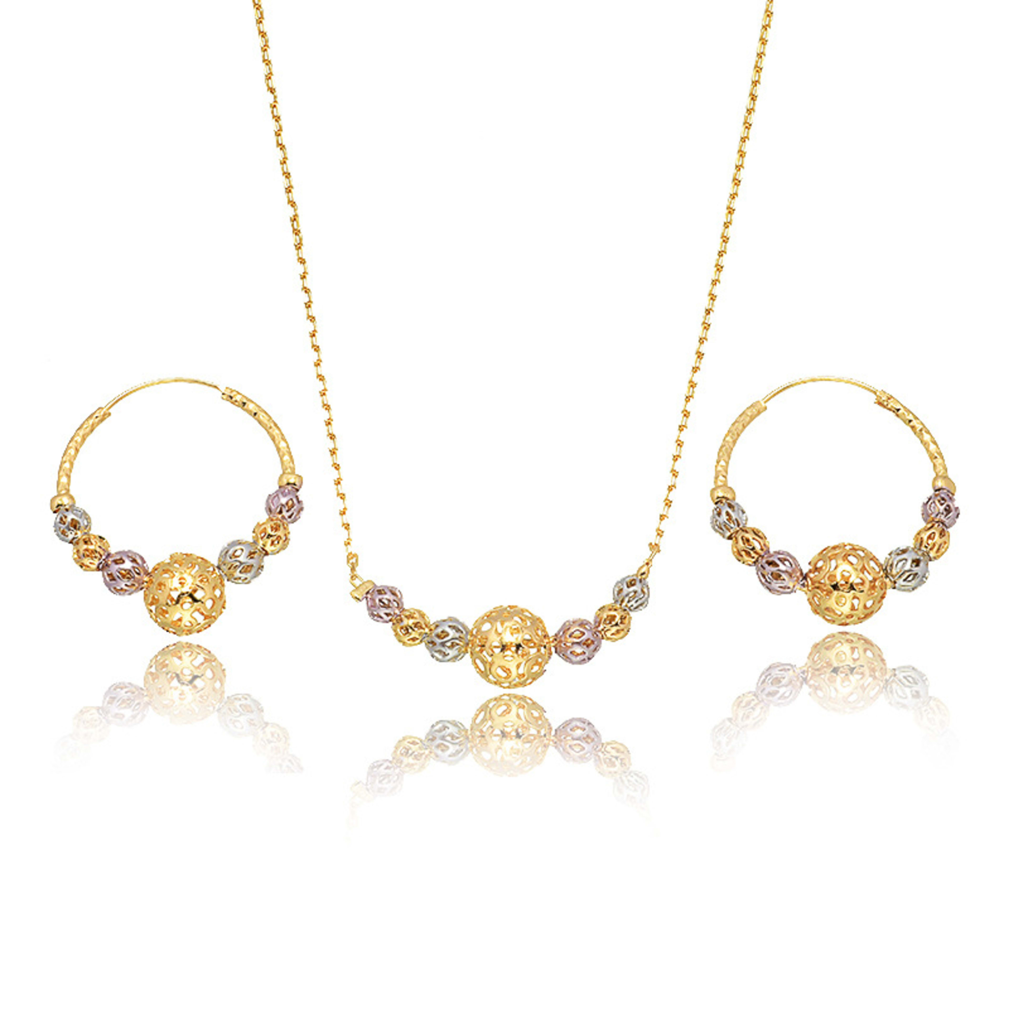 Multicolor Cutout Round Beads Necklace And Earrings Suite Necklace Jewelry 4