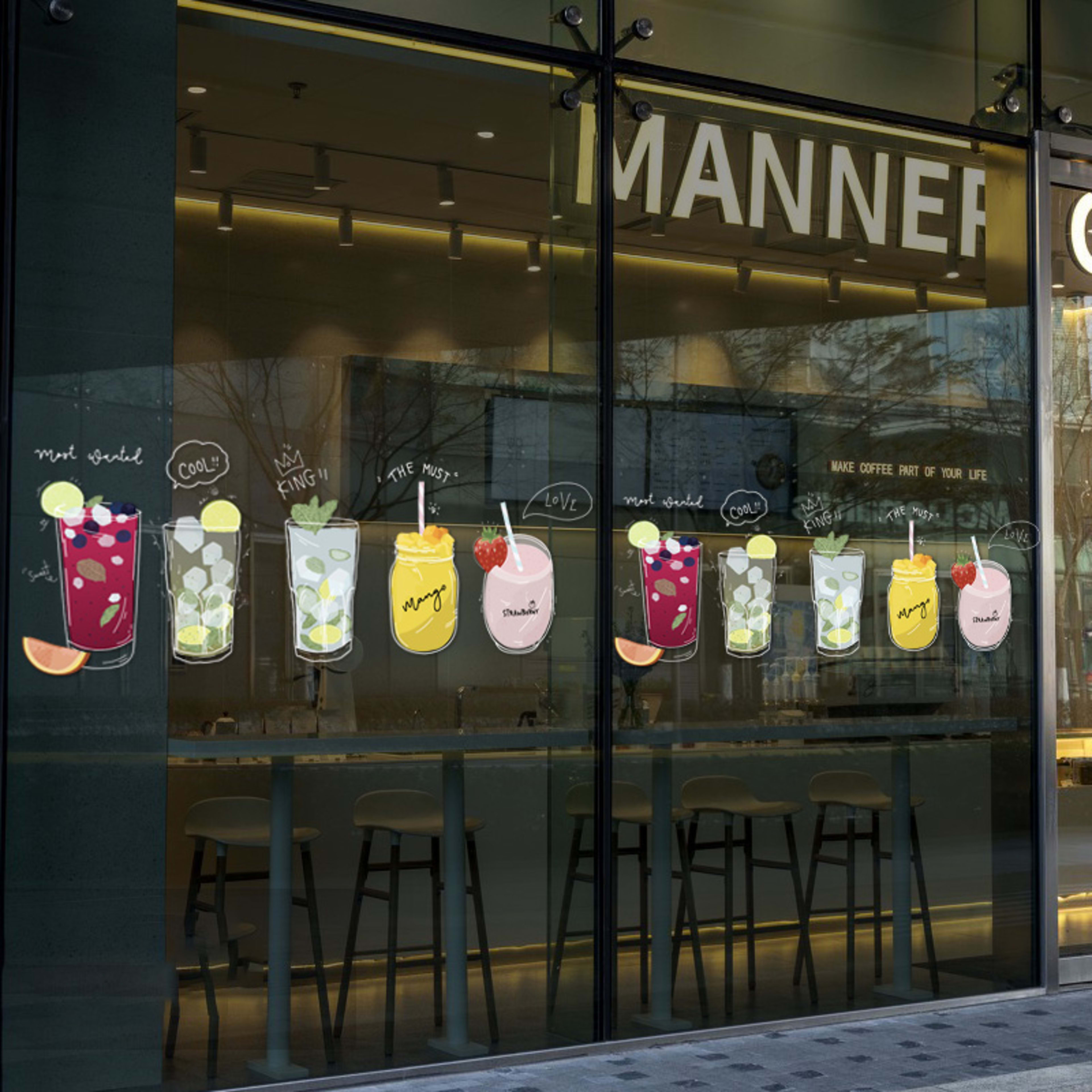 Milk Tea Shop Decoration Decoration Glass Doors Stickers 5