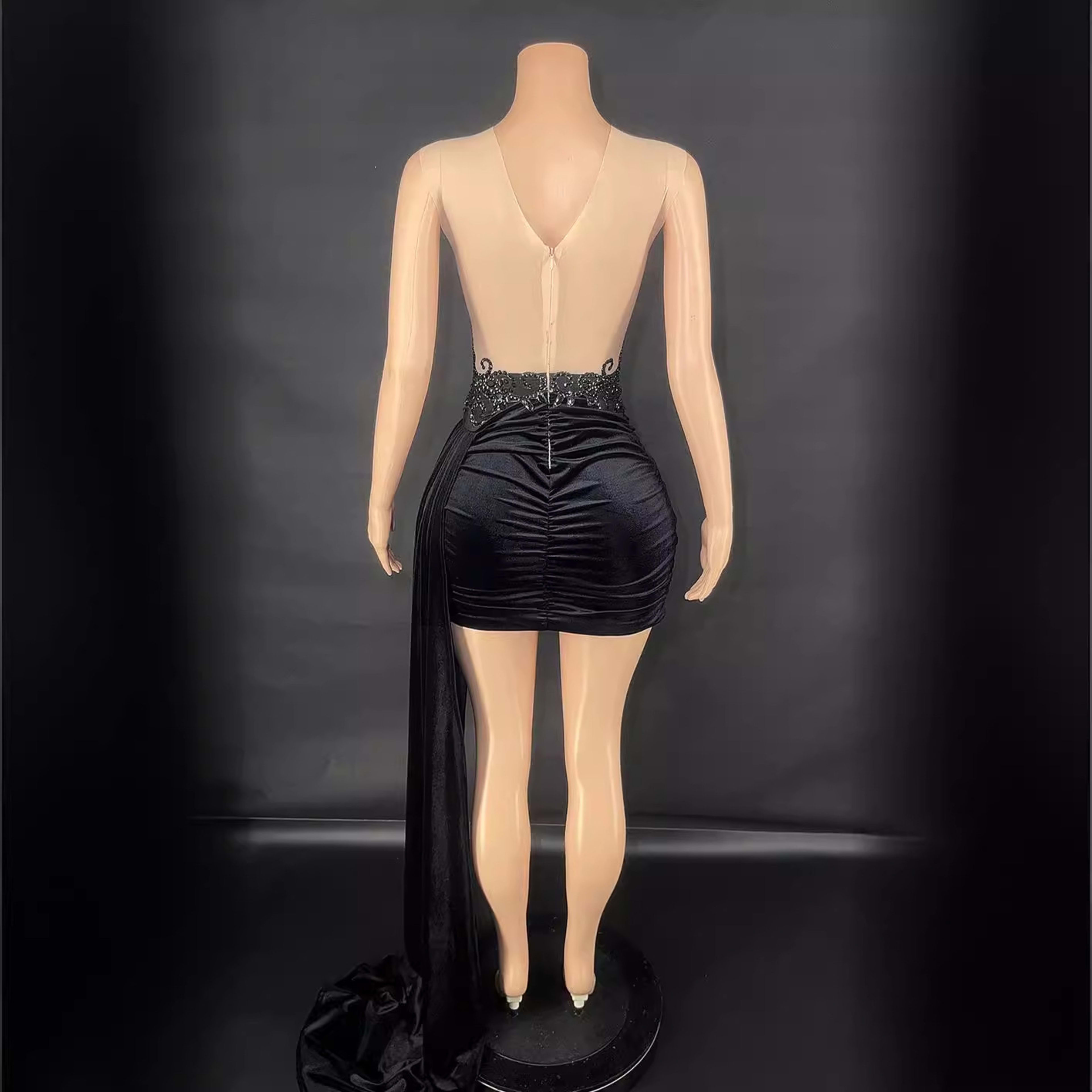 Summer Luxury Evening Dress Female Singer Stage Costume Senior Dress Side Trailing Skirt 12