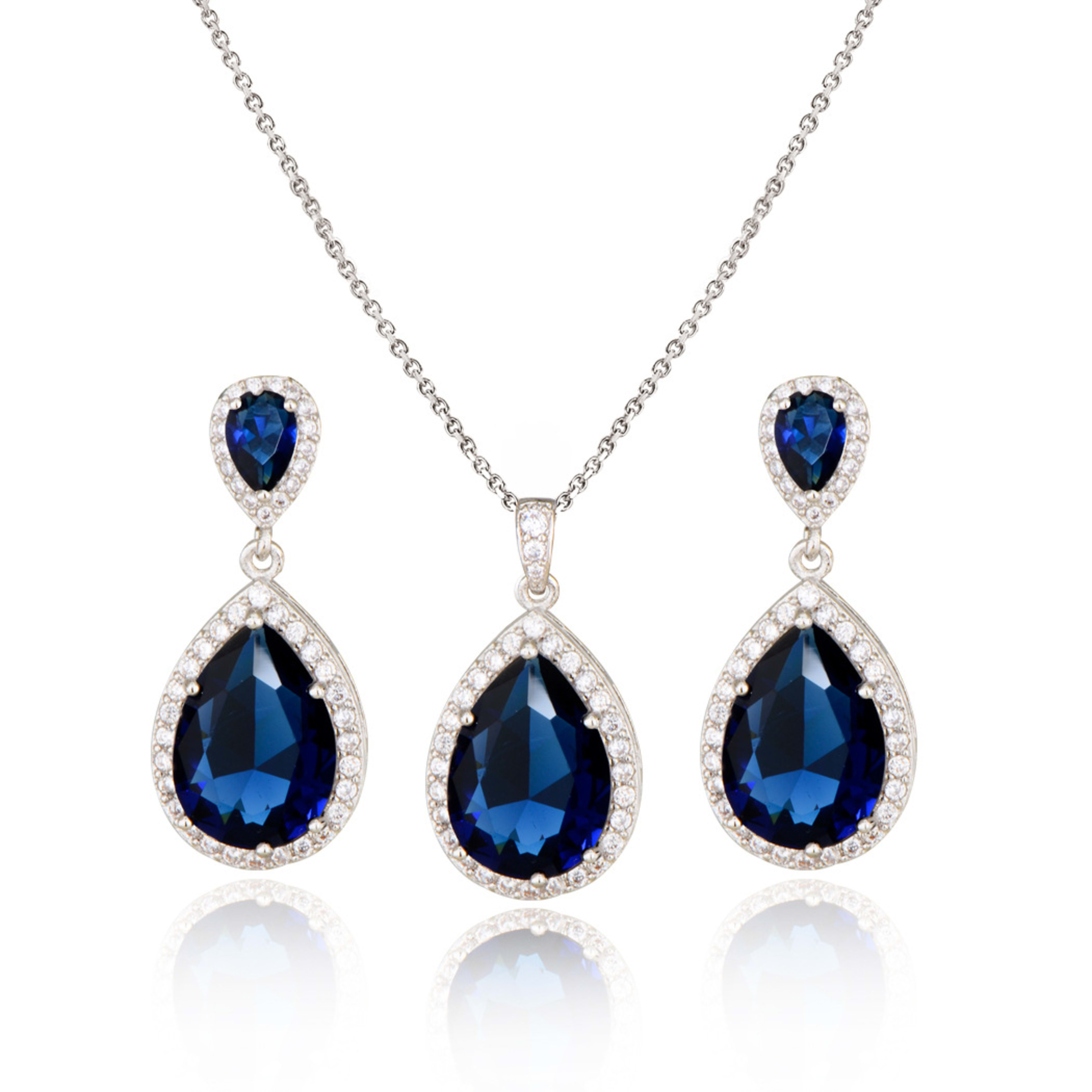 Bright Big Zircon Water Drops Necklace Eardrops Suit Bride Wedding Jewelry Simple Graceful 1