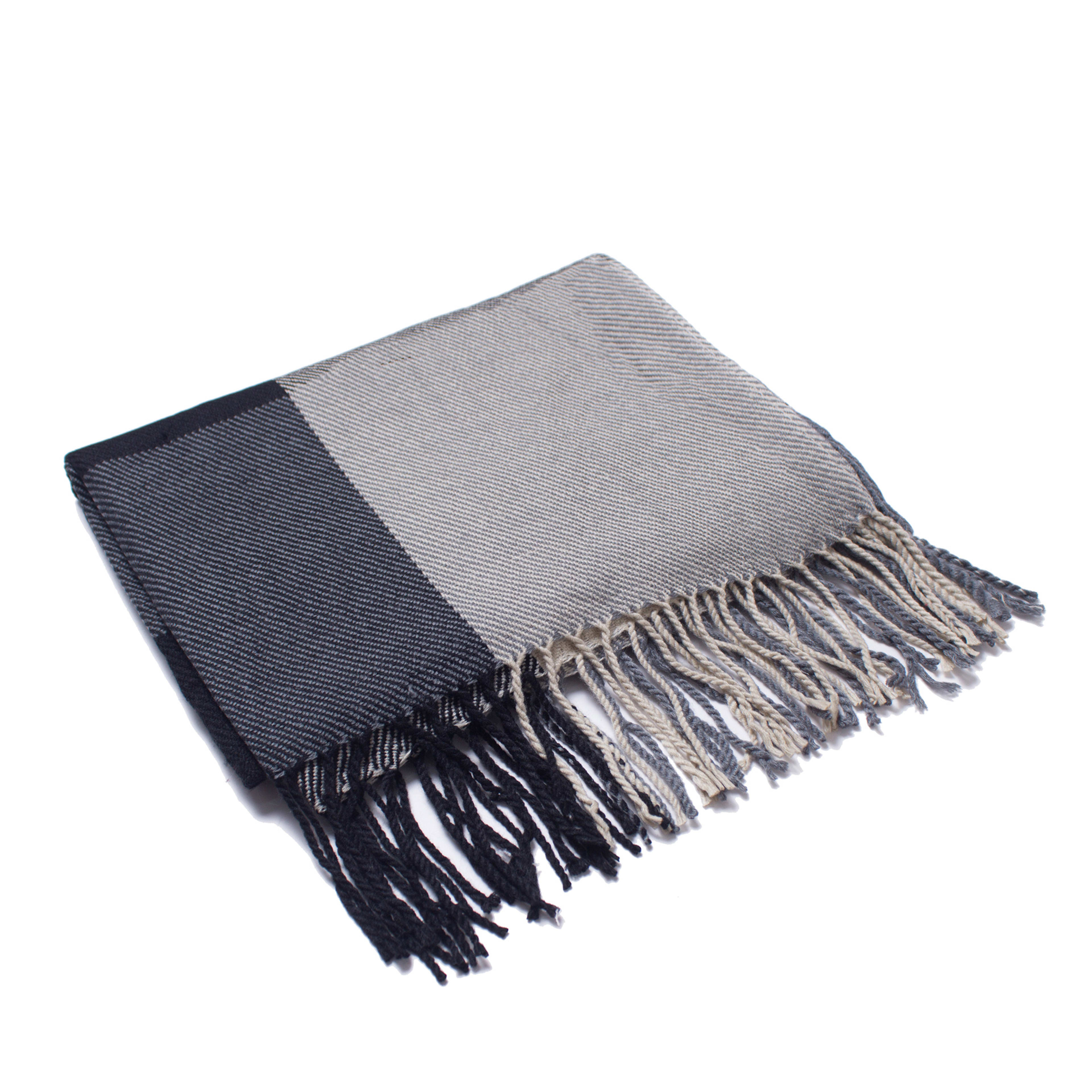 British-style Mens And Womens Couple Tassel Scarf With Large Plaid Pattern 1