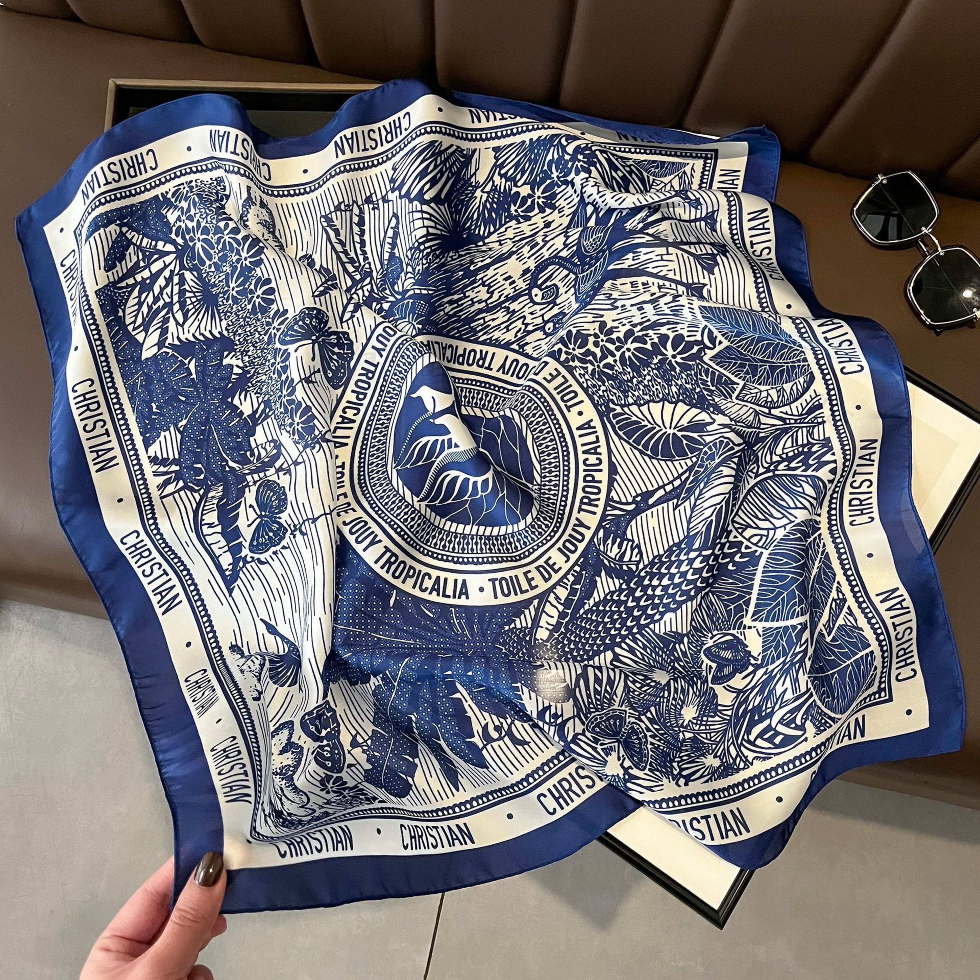 Small Scarf Vintage Printed Silk Scarf For Women 4