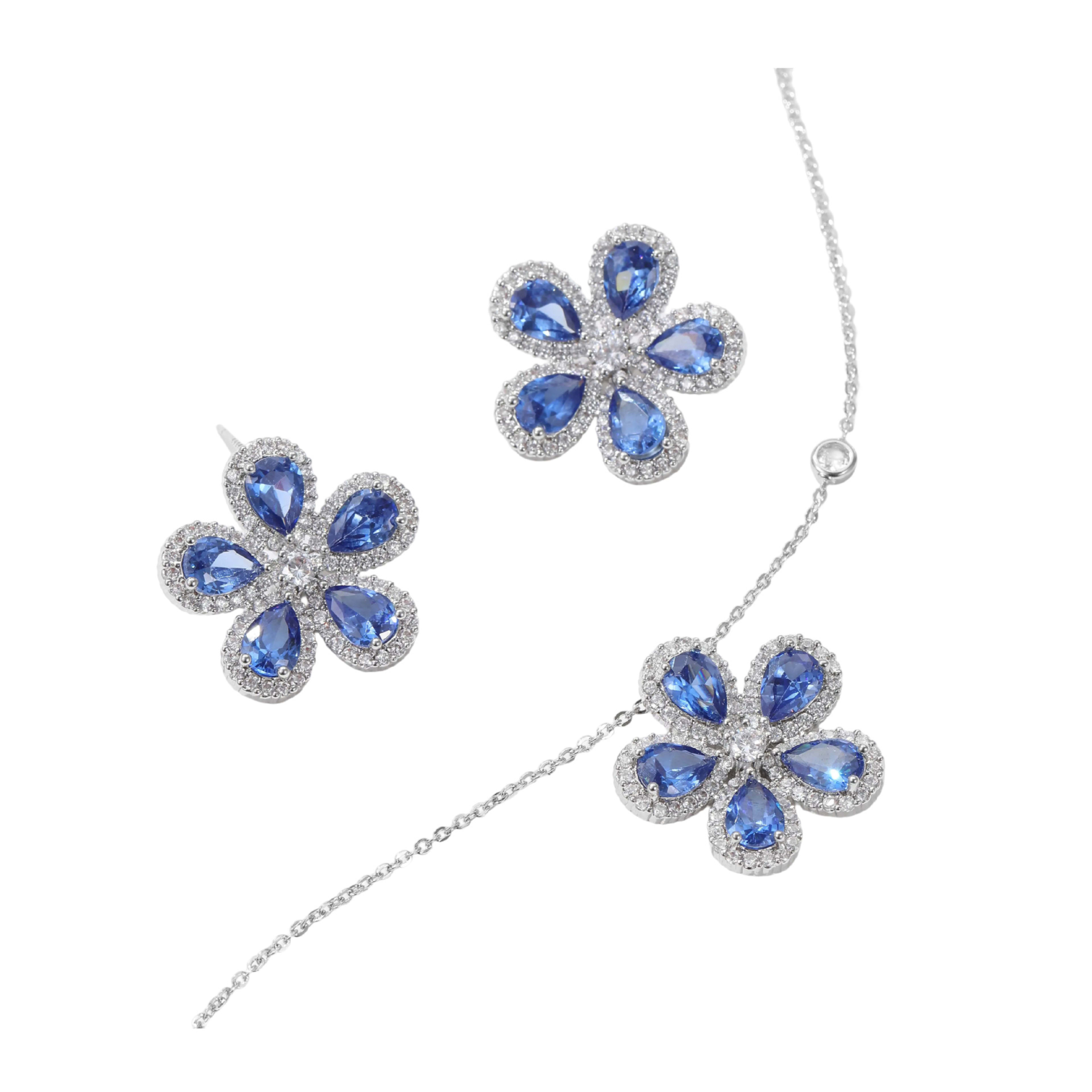 High-grade Jewelry Suit Micro Inlaid Zircon Sunflower Ear Stud Necklace A Set Of Elegant Jewelry 2
