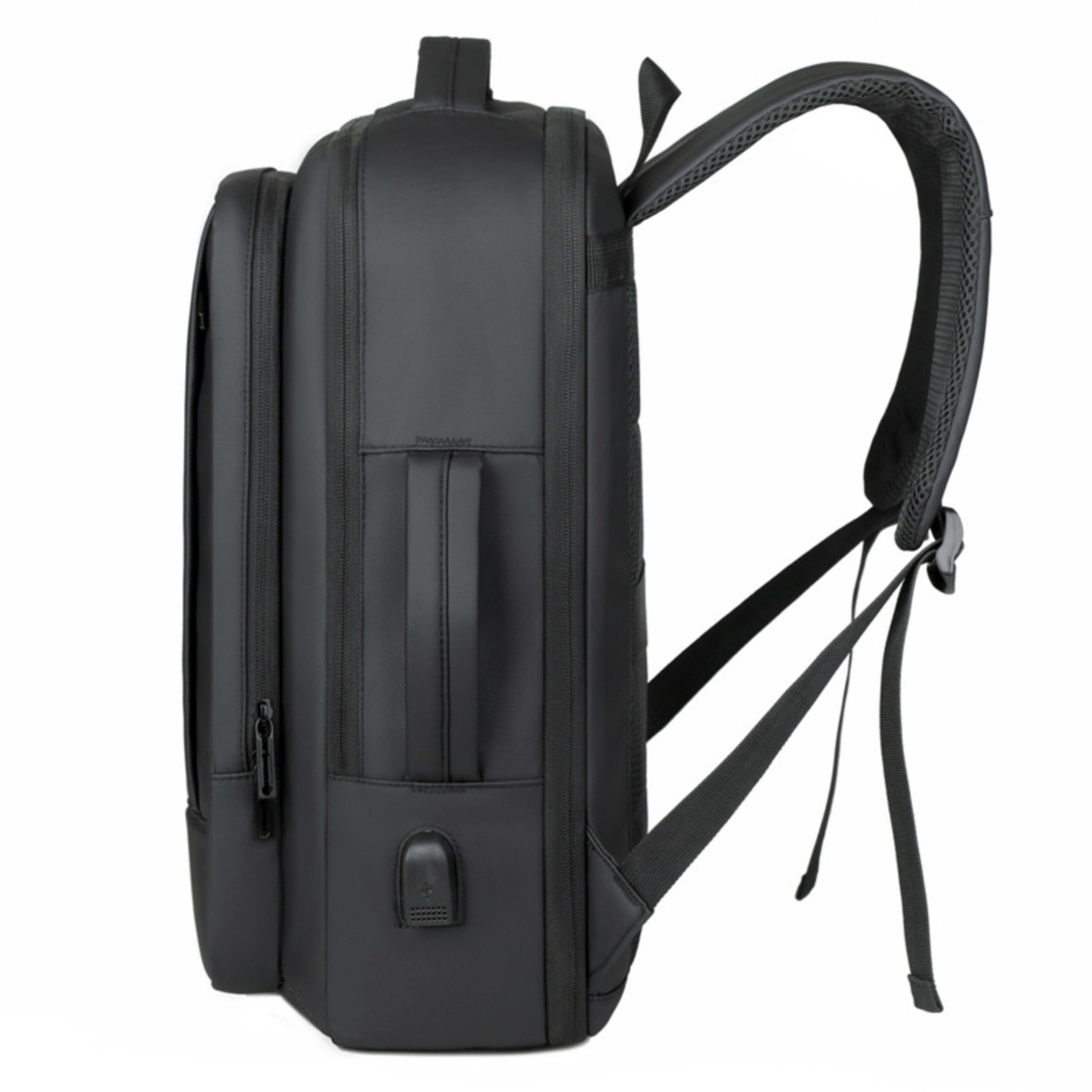 Large-Capacity Leather-Look Laptop Backpack