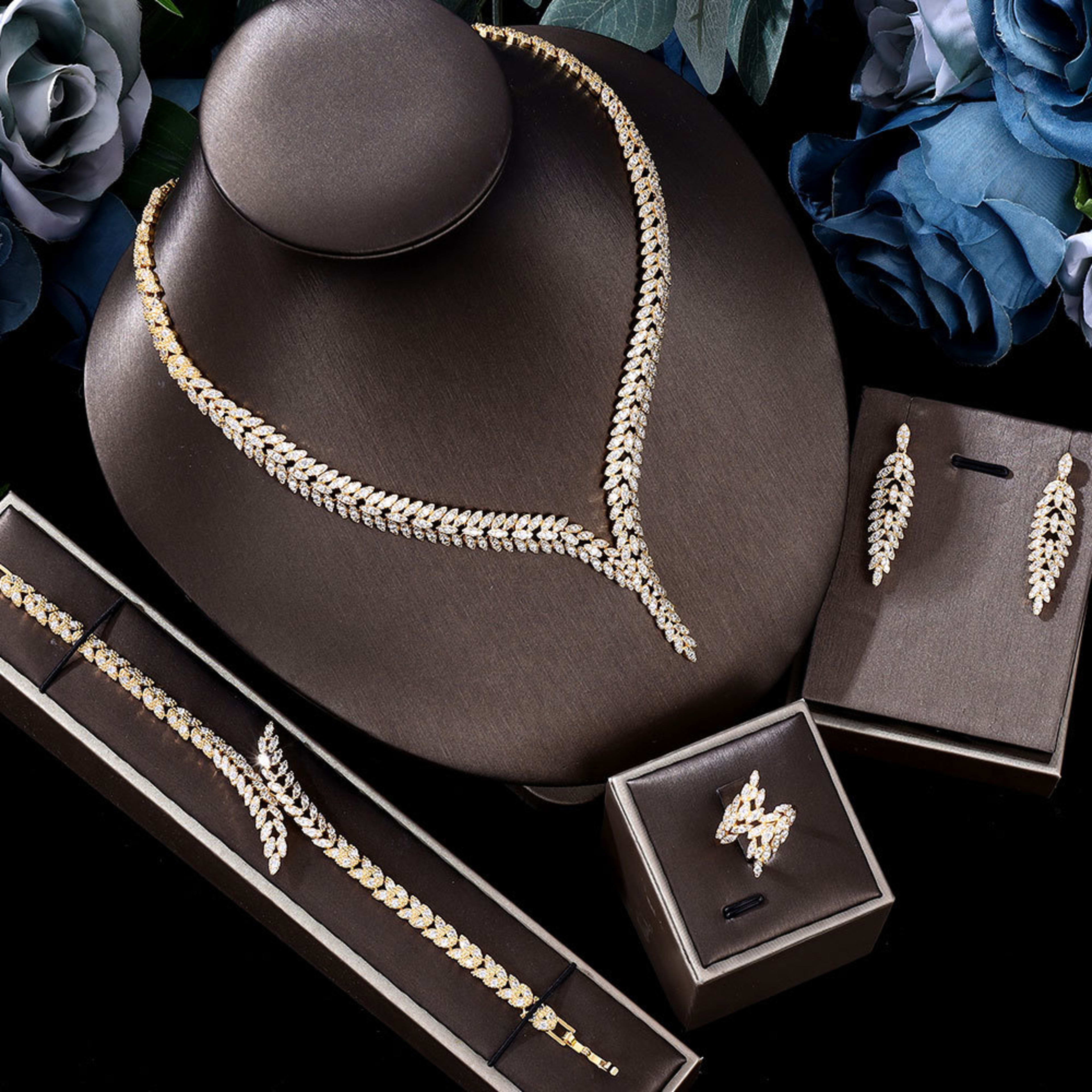 3A Zircon Jewelry Micro Set Full Crystal Necklace And Earrings 4 Piece Set For Weddings And Banquets 2