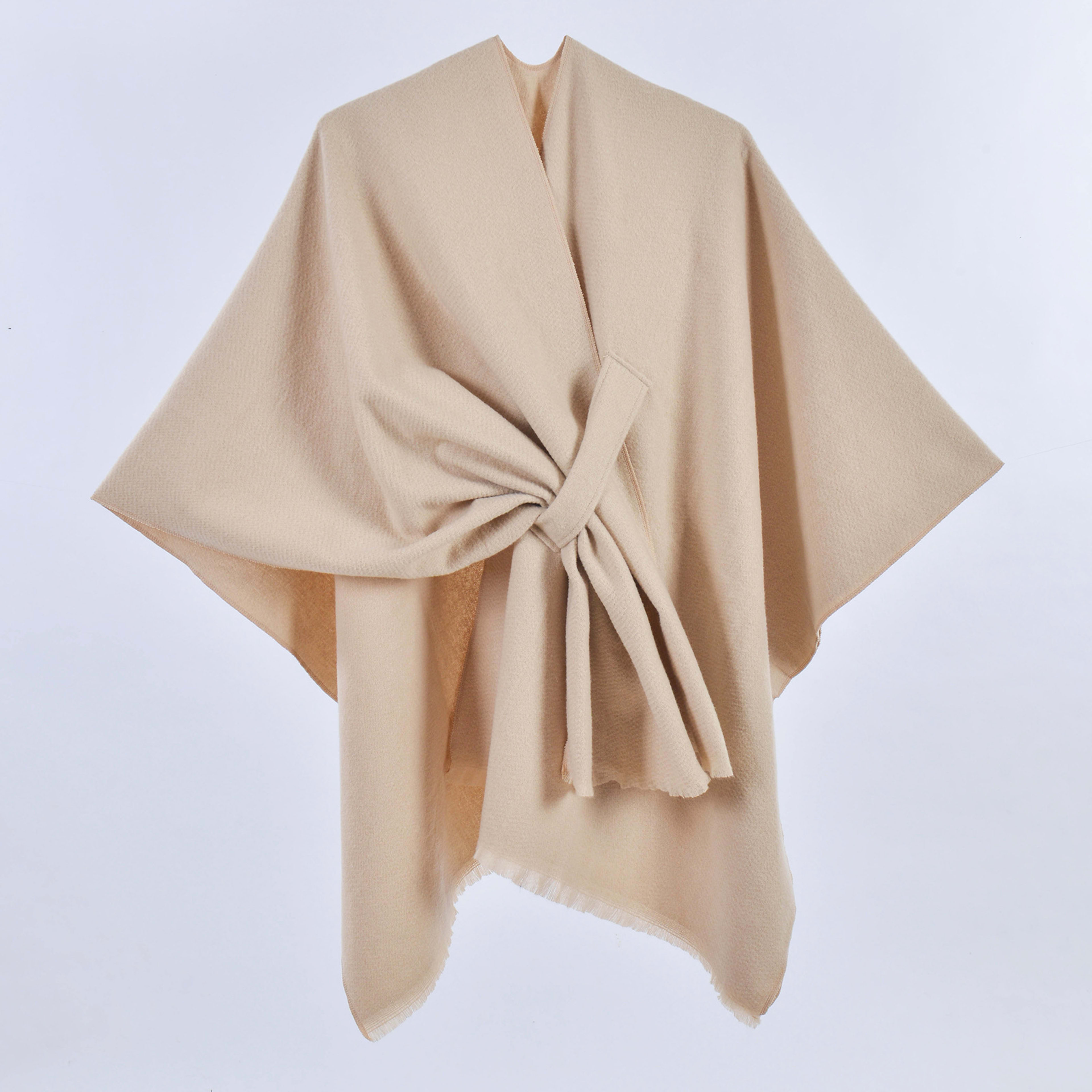 Warm Cloak Simple Double-sided Solid-color Split Design Faux Cashmere Outer Shawlwholesale On Amazon 4