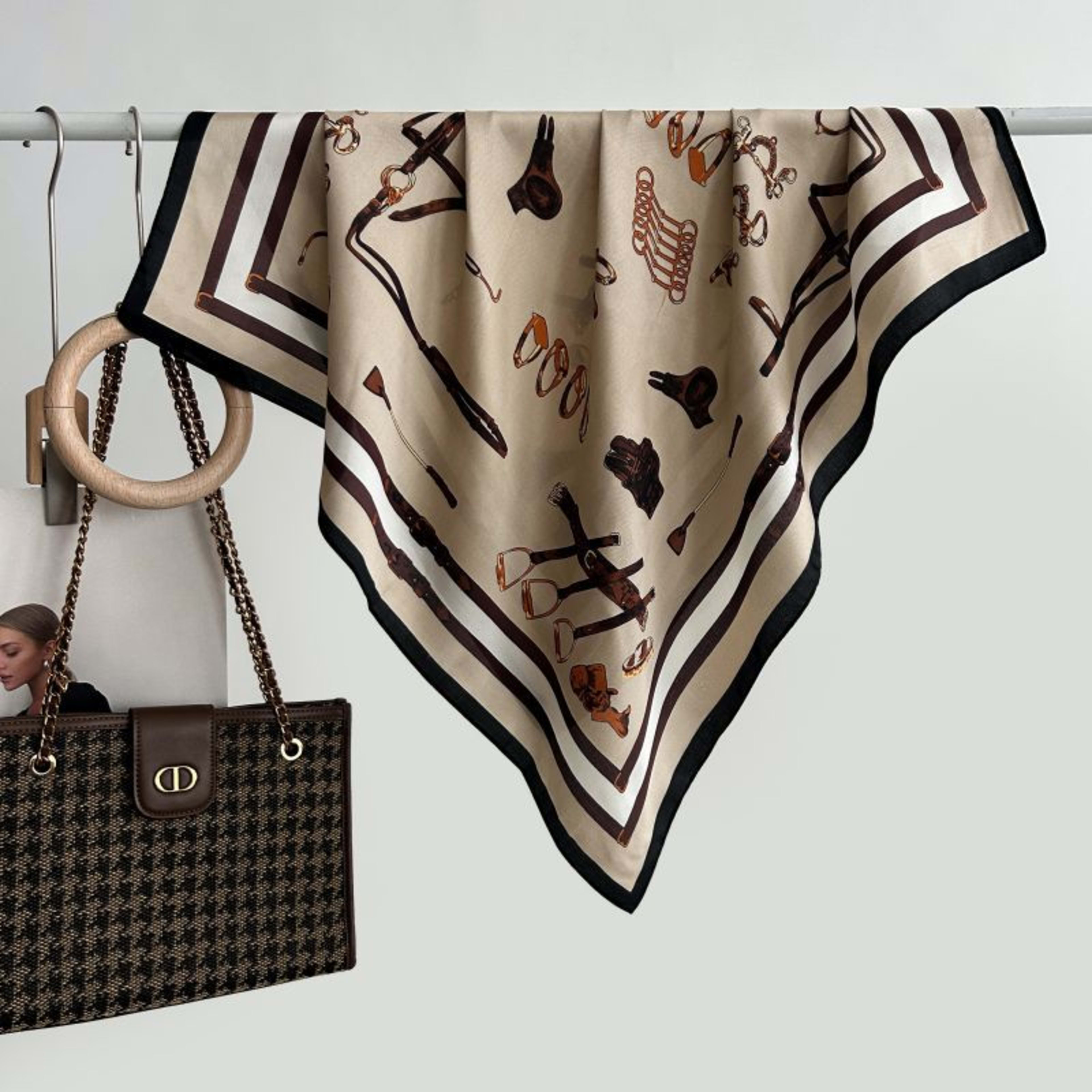 New High-end Twill Silk-look Square Scarf 93