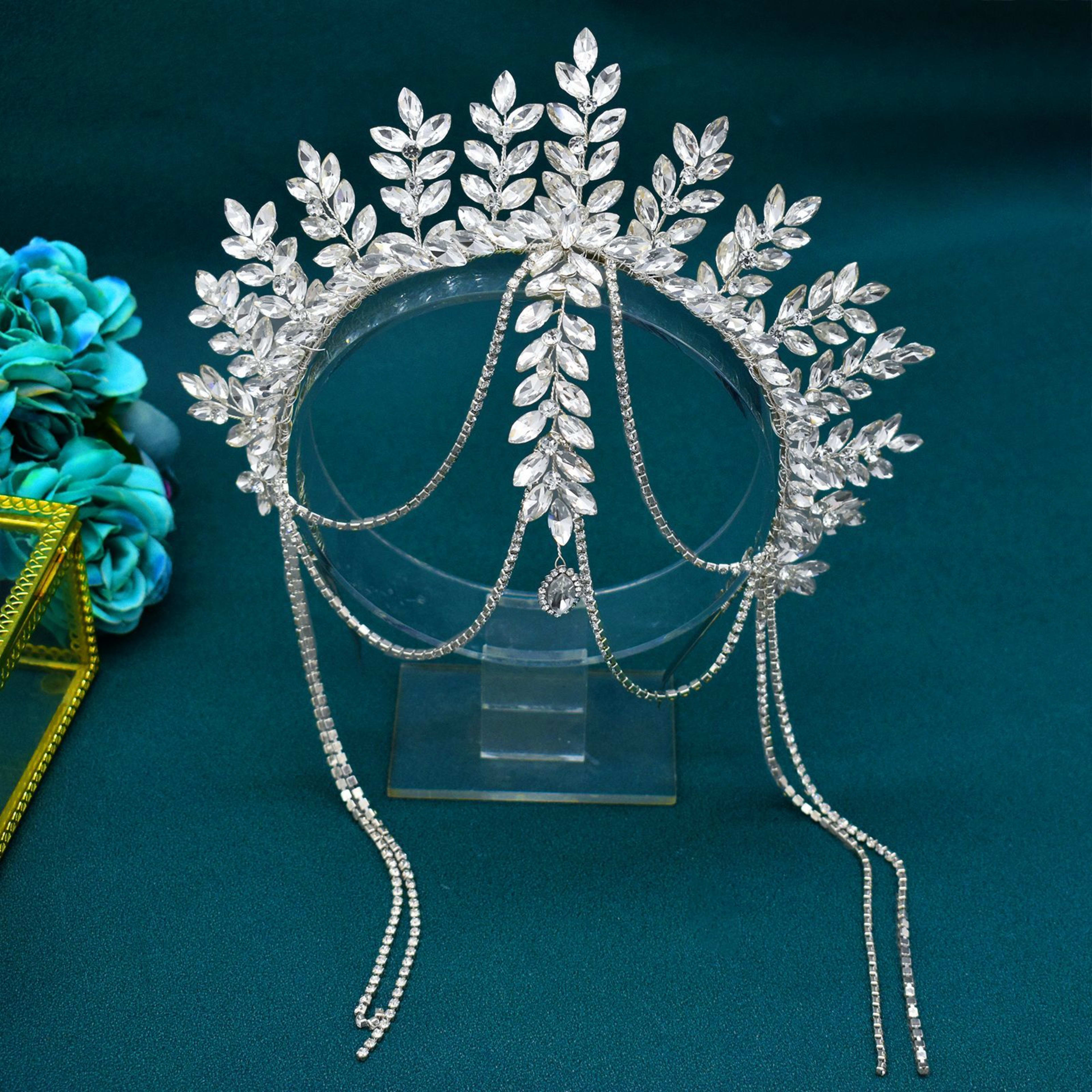 Bridal Rhinestone Wedding Gown Accessories Creative Hair-clipping Tassel Headband 5
