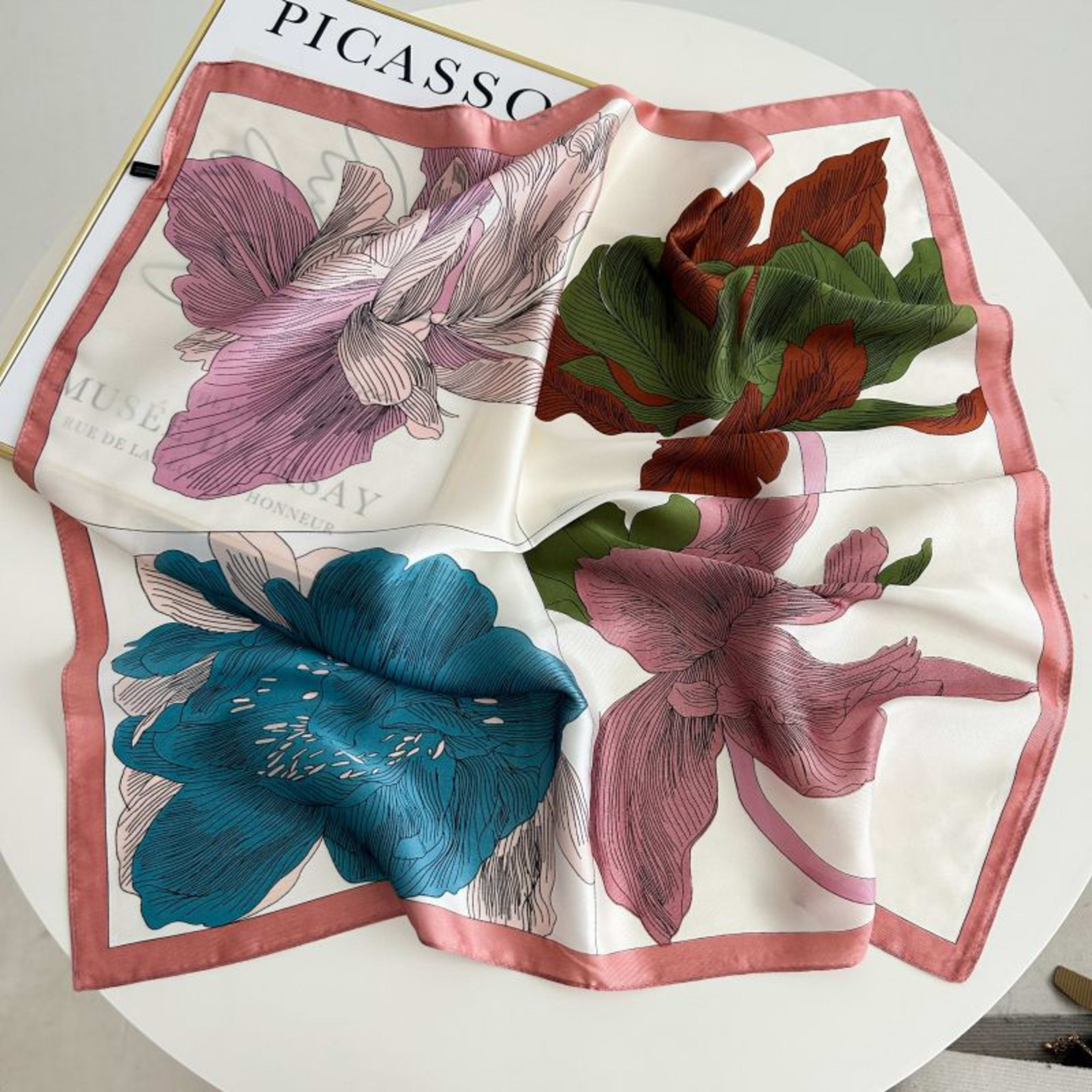 New High-end Twill Silk-look Square Scarf 7