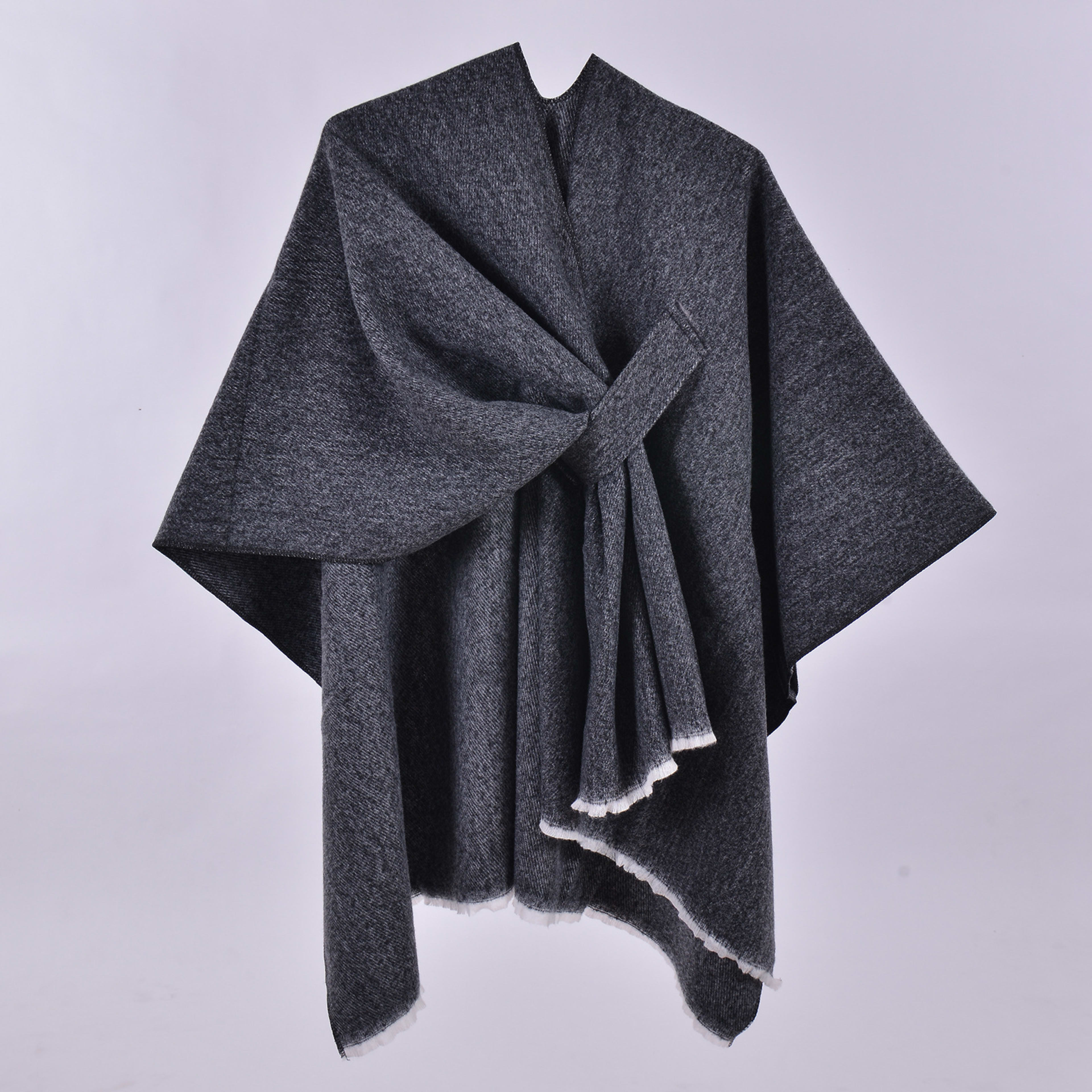Warm Cloak Simple Double-sided Solid-color Split Design Faux Cashmere Outer Shawlwholesale On Amazon 3