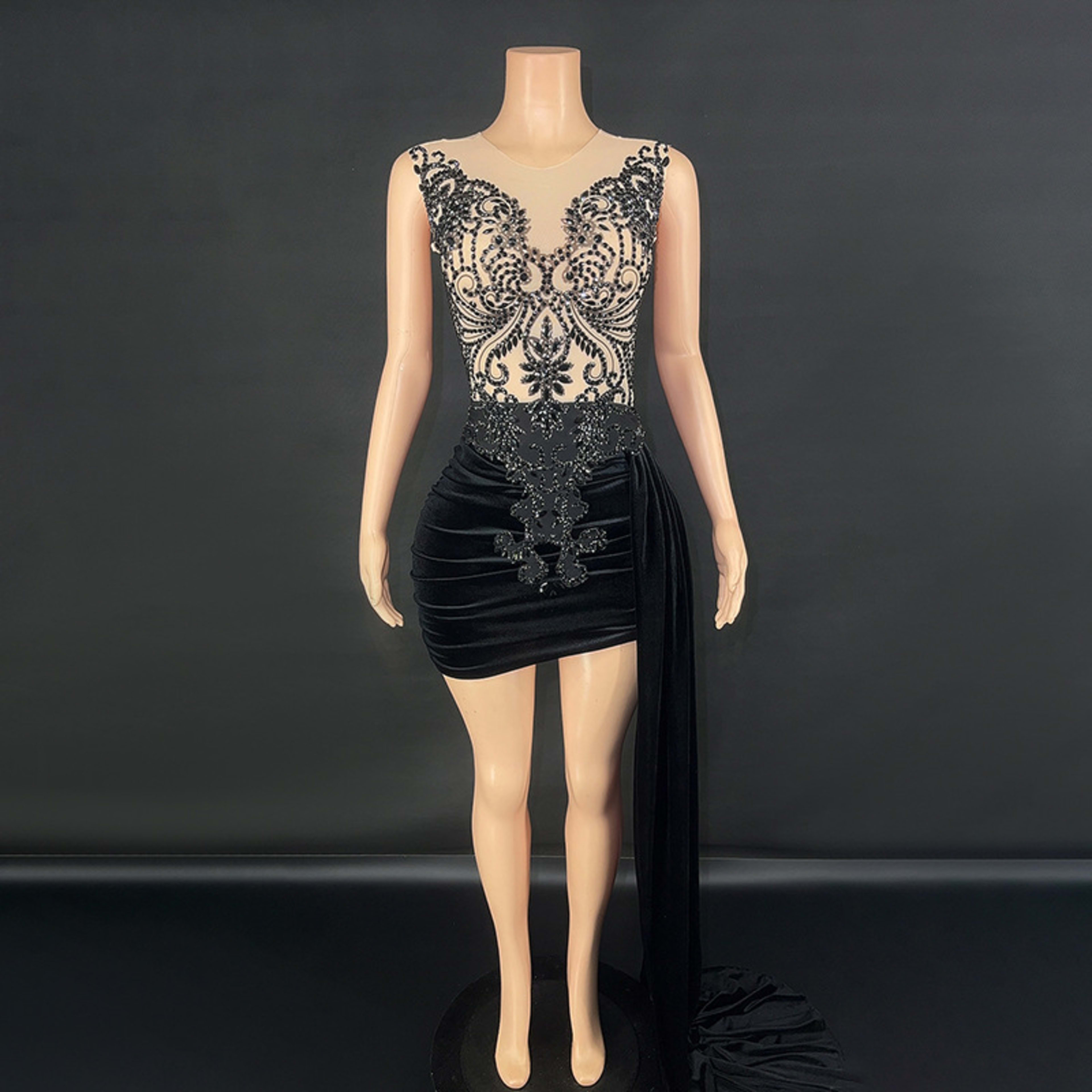 Summer Luxury Evening Dress Female Singer Stage Costume Senior Dress Side Trailing Skirt 10