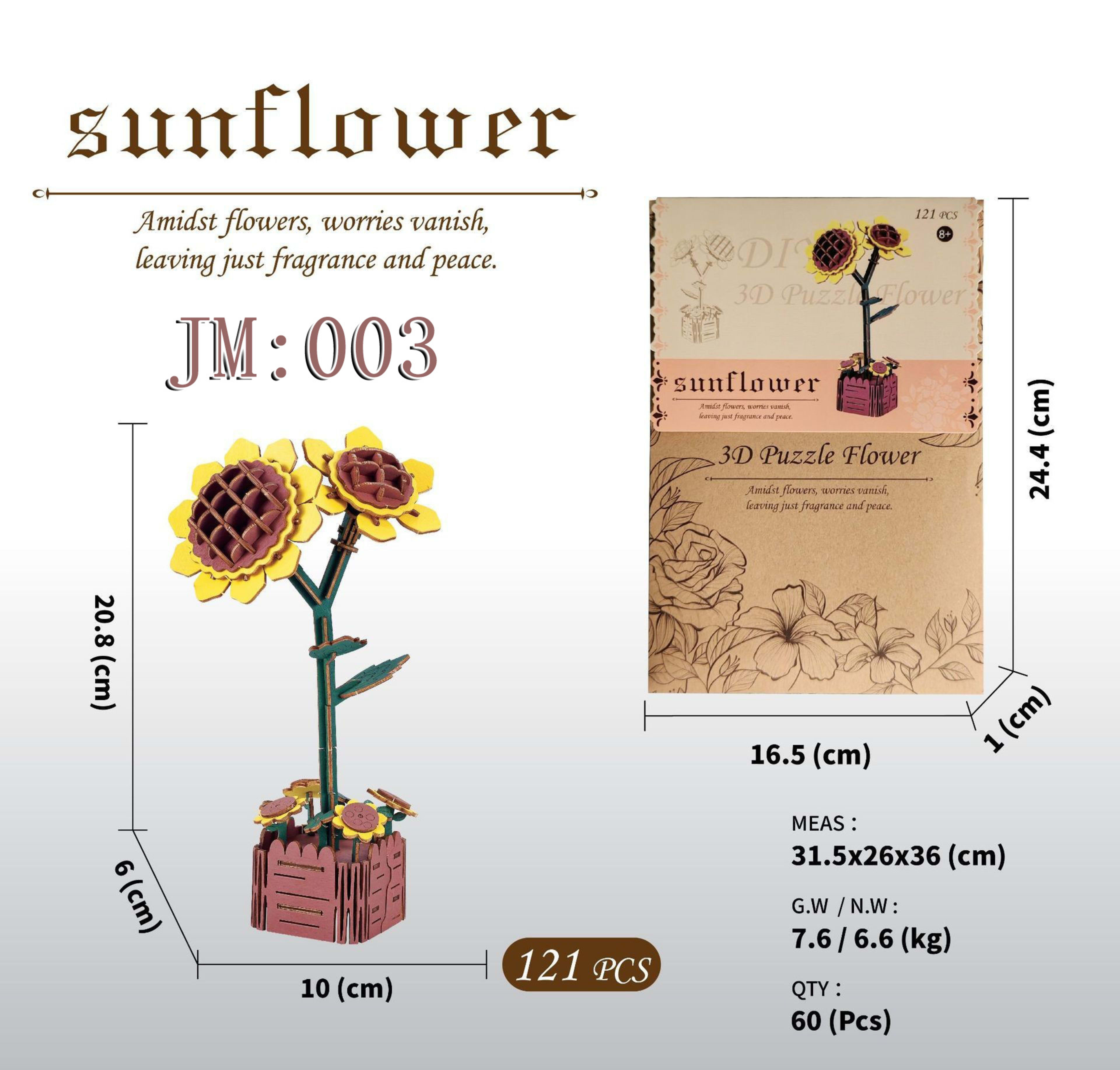 Building Block Flower Puzzle 3D Model Toy 6