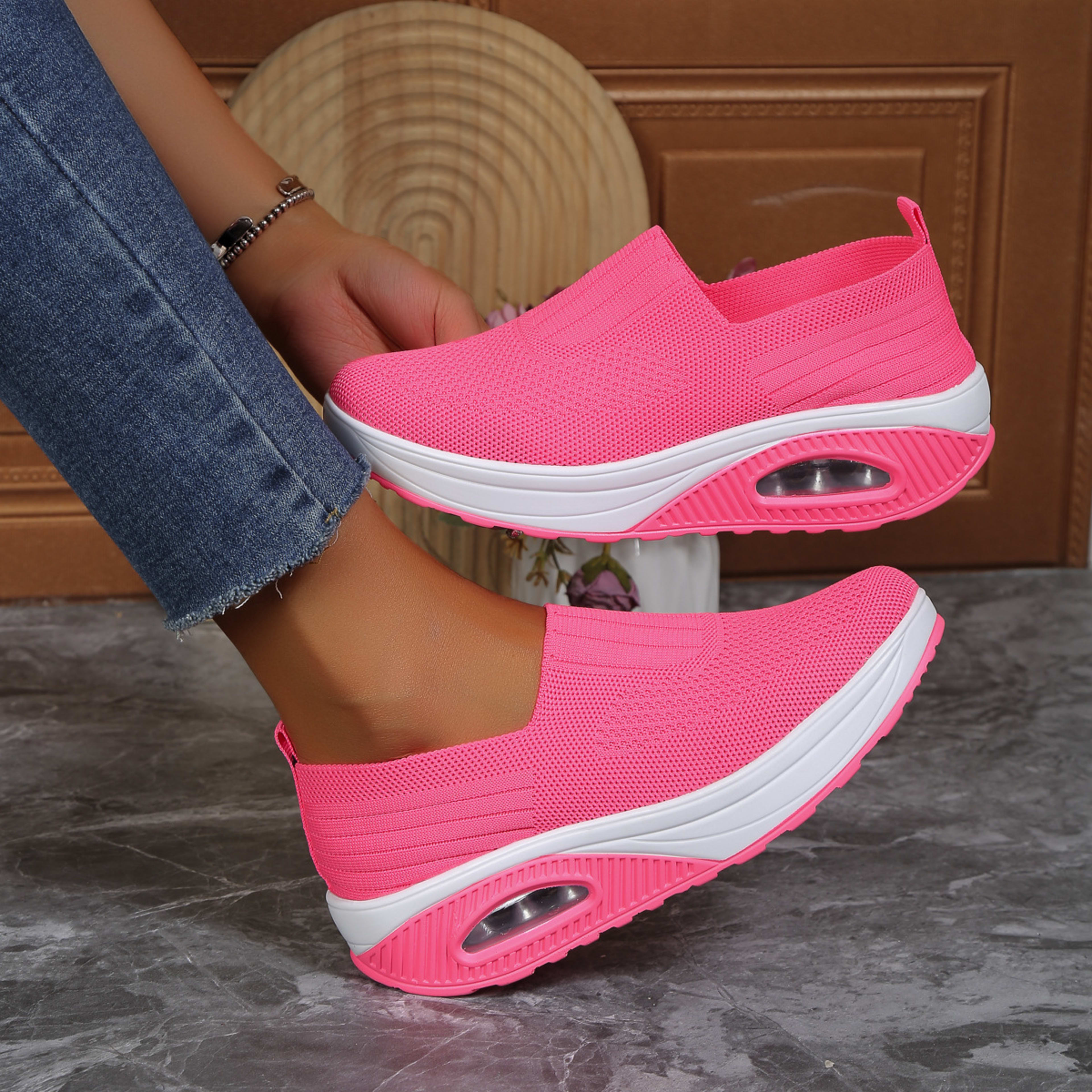 New Women's Leisure Sports Air Cushion Non-slip Flying Woven Women's Shoes 8