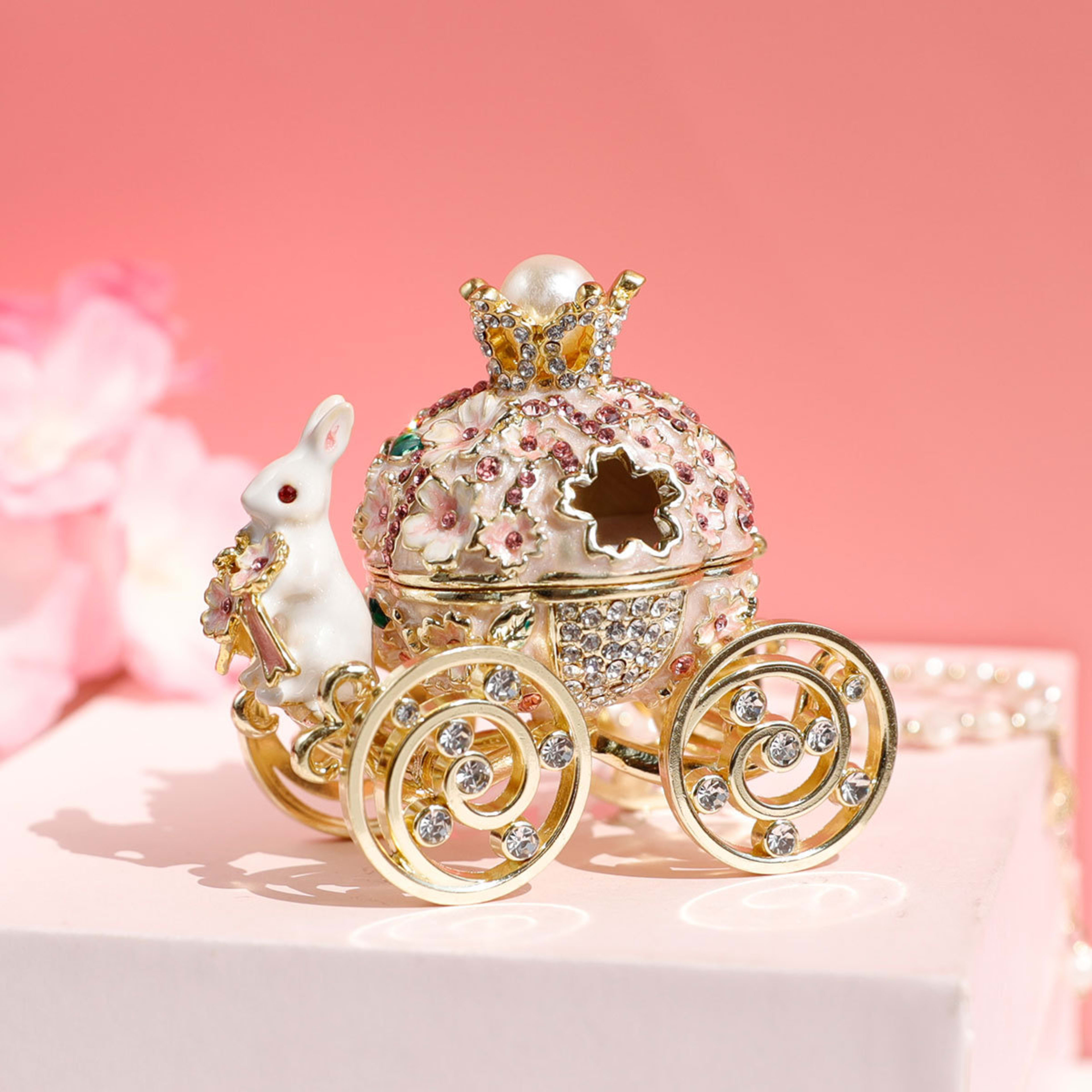Creative Princess Carriage Cherry And Bunny Ornament Storage Box 7