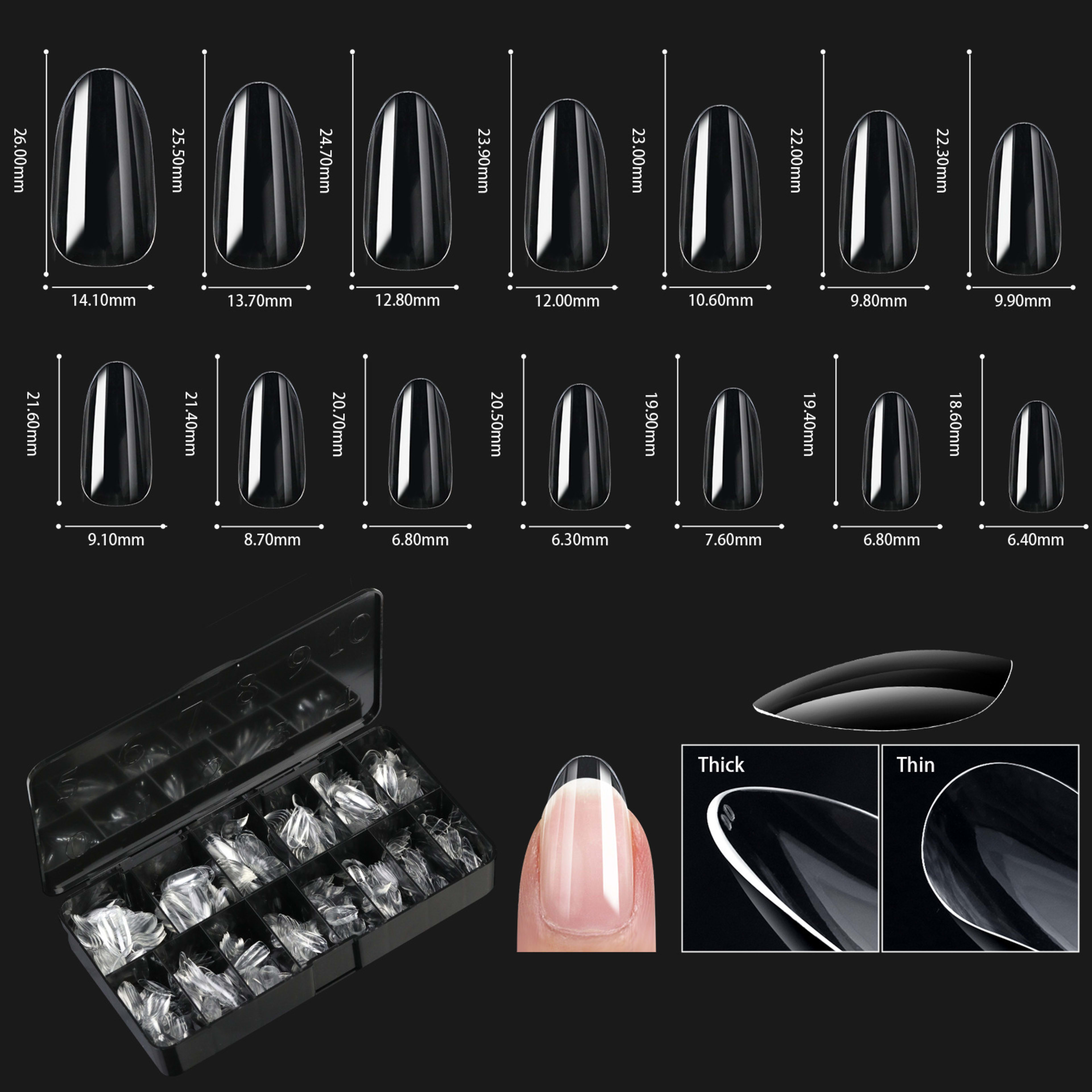 Nail Transparent Nail Tips Nail Shapes For Manicure Seamless False Nails Boxed Set 3