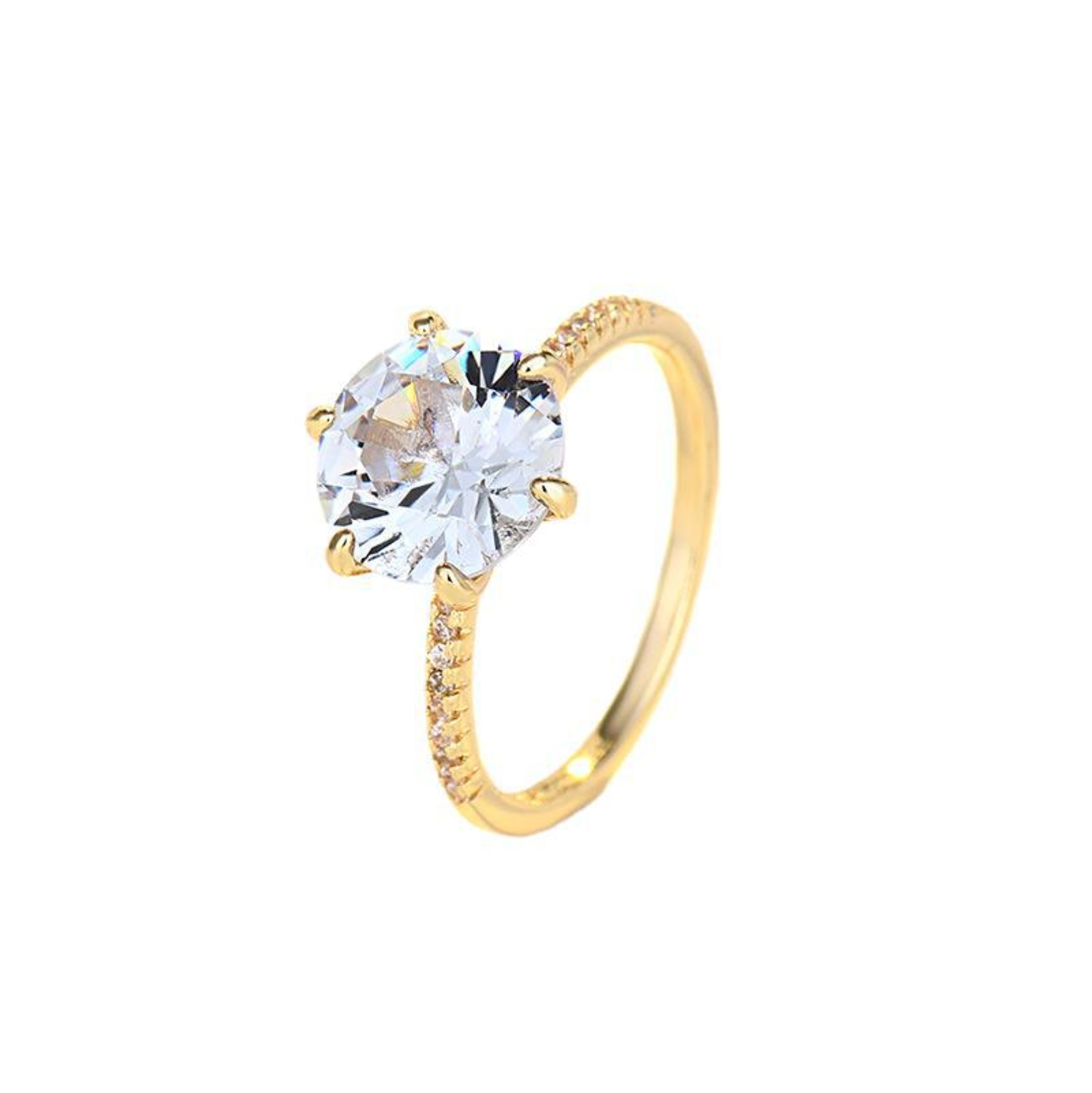 Fashionable Geometric Six-Prong Diamond Ring 2