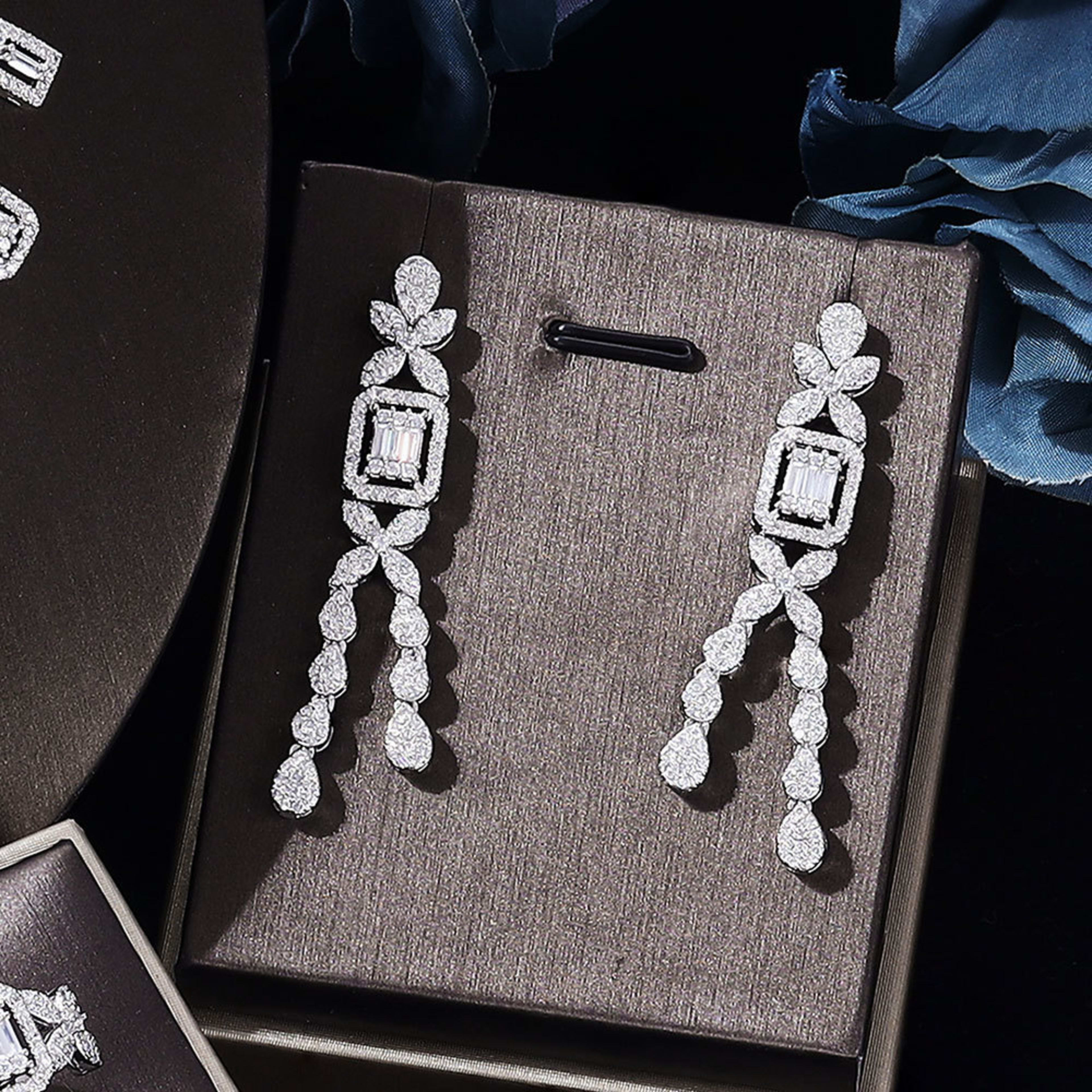 Zircon Necklace Earrings Bracelet Ring Set Of Four 4