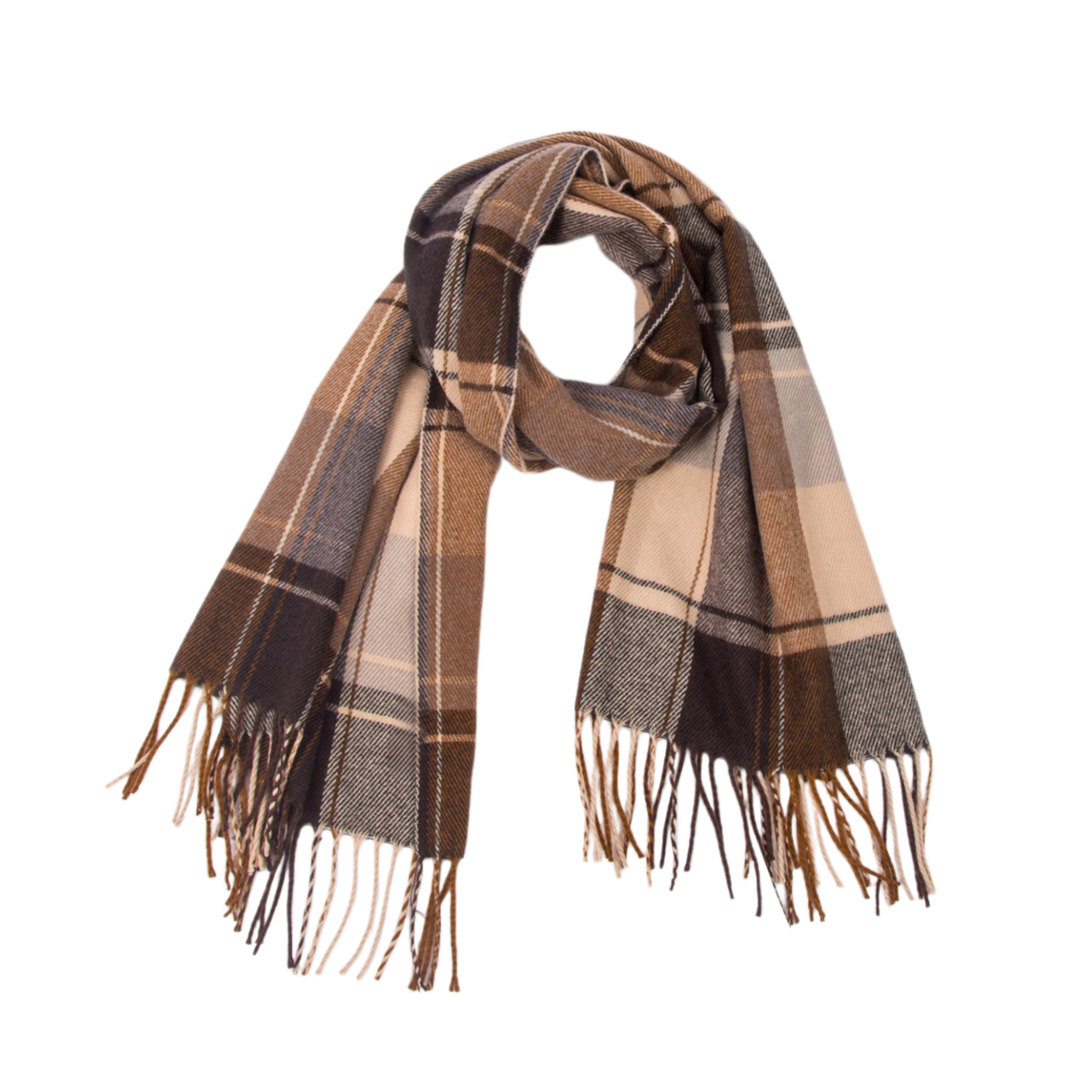 British-style Mens And Womens Couple Tassel Scarf With Large Plaid Pattern 11