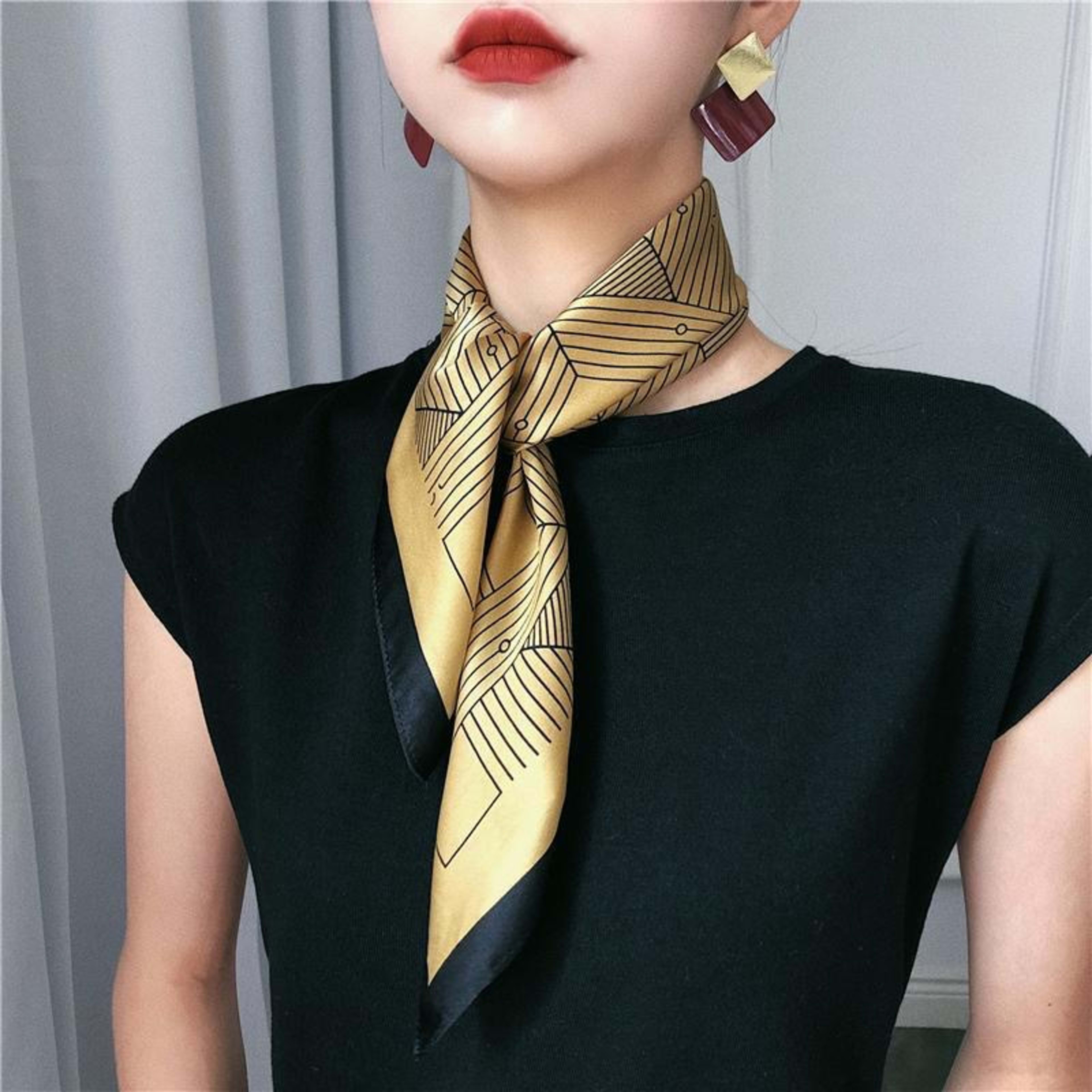 Small Scarf Vintage Printed Silk Scarf For Women 13