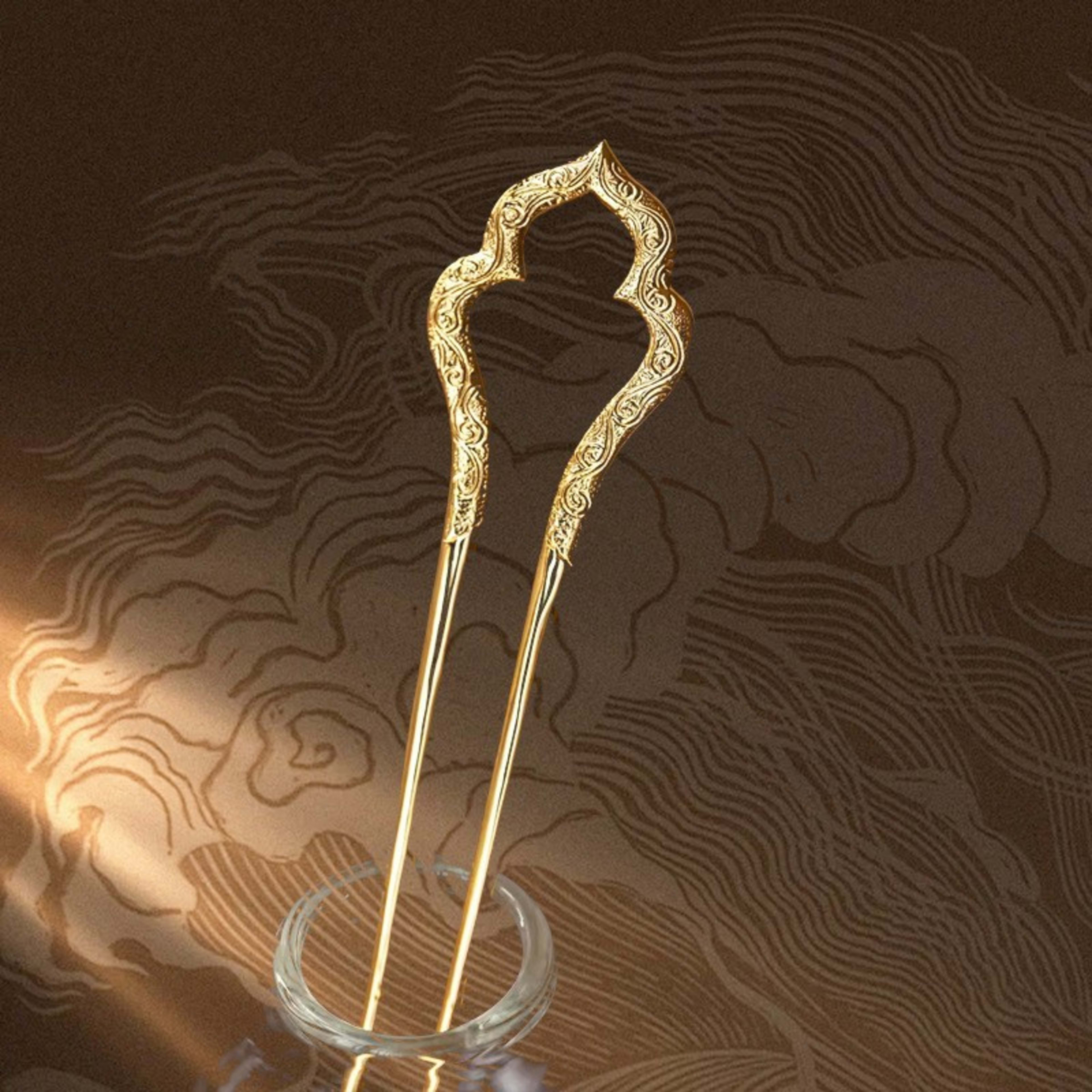 Gold-plated Vintage U-shaped Hairpin 2